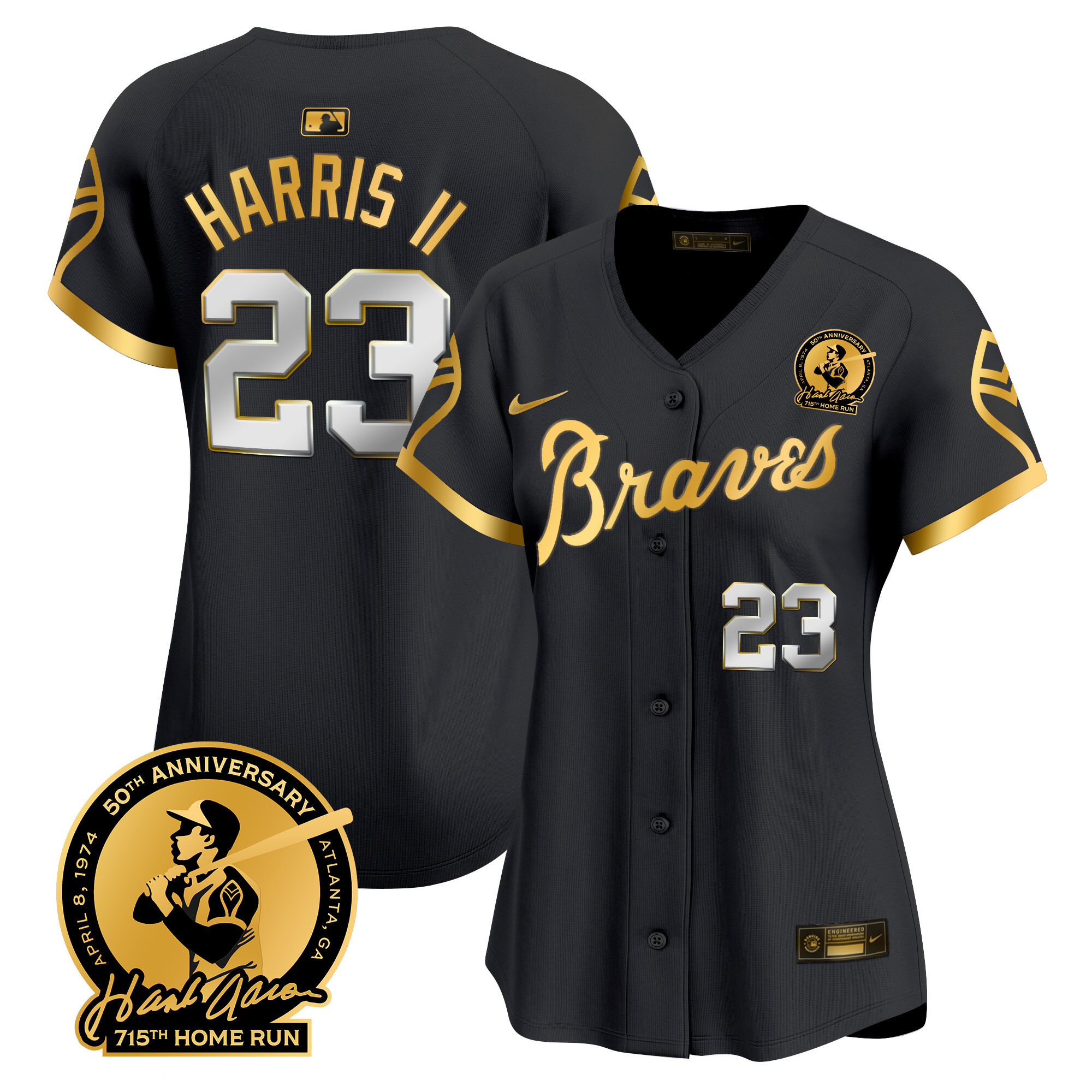 Women's Atlanta Braves Throwback 1974 - 1982 Vapor Premier Limited Jersey - All Stitched