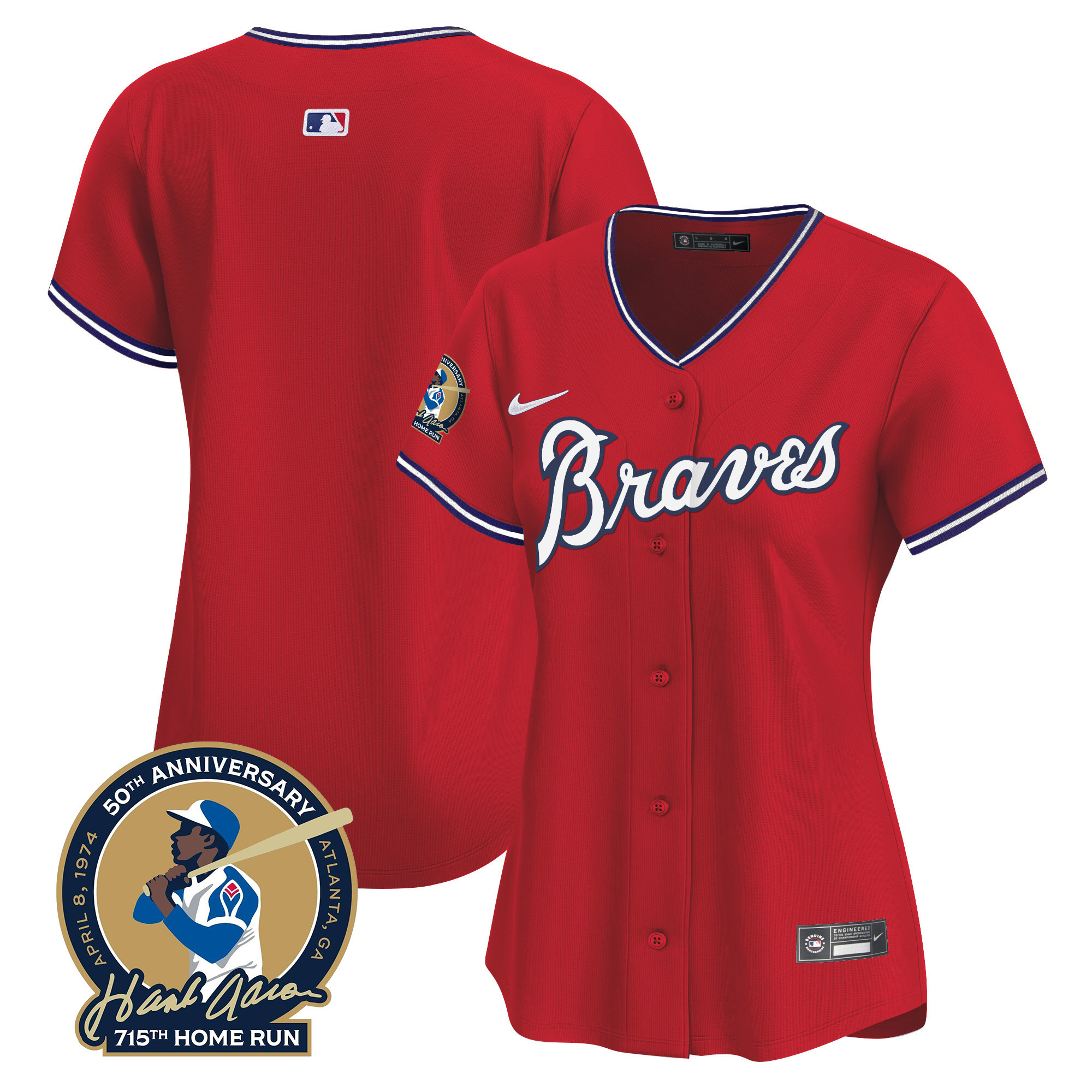 Women's Atlanta Braves Throwback 1974 - 1982 Vapor Premier Limited Jersey - All Stitched