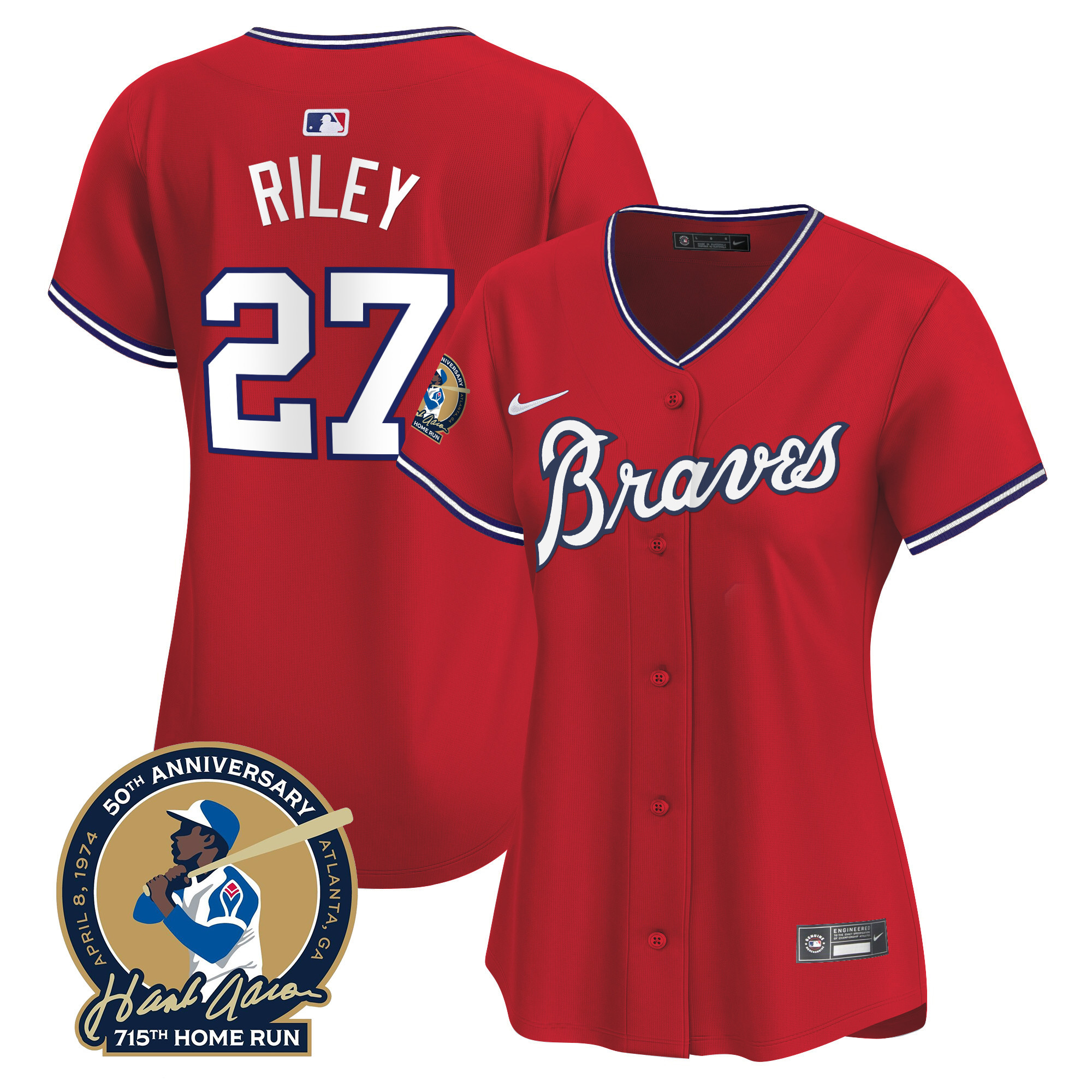 Women's Atlanta Braves Throwback 1974 - 1982 Vapor Premier Limited Jersey - All Stitched