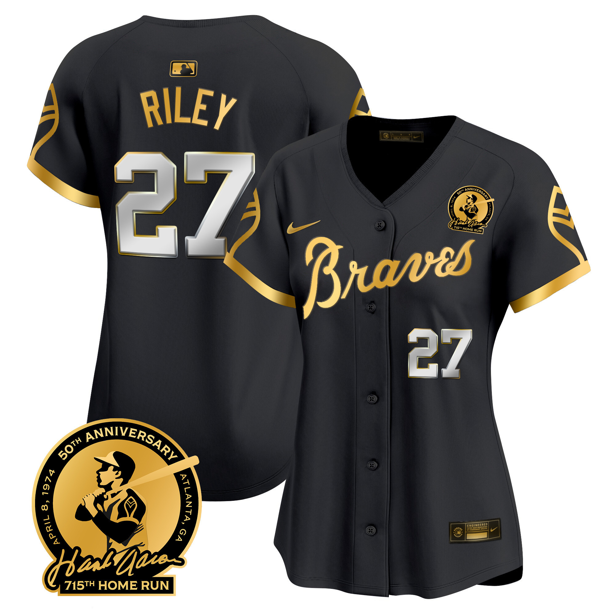 Women's Atlanta Braves Throwback 1974 - 1982 Vapor Premier Limited Jersey - All Stitched