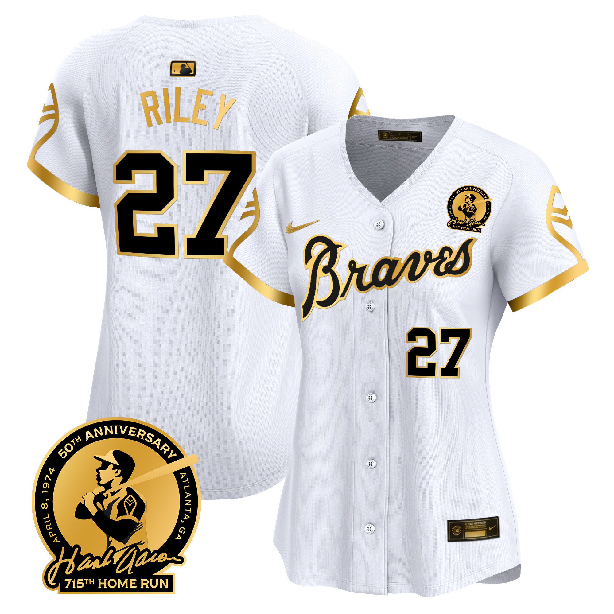 Women's Atlanta Braves Throwback 1974 - 1982 Vapor Premier Limited Jersey - All Stitched