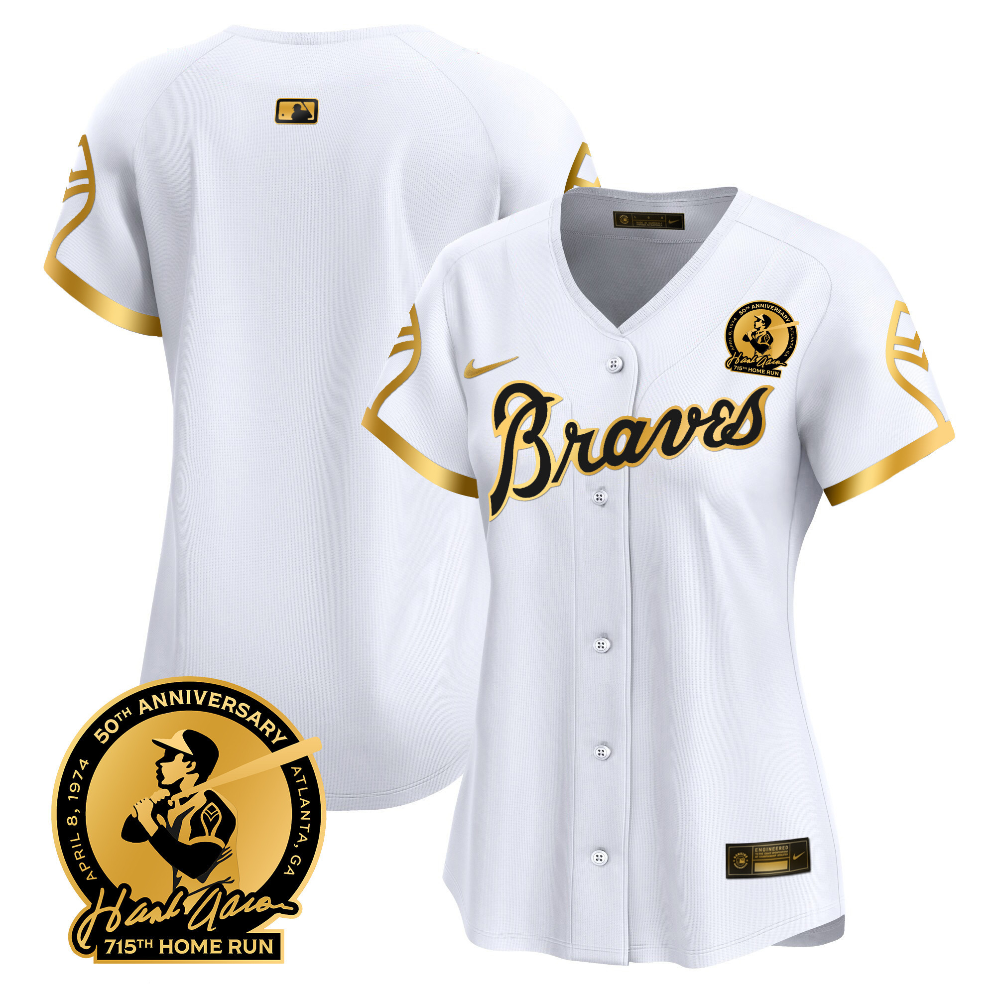 Women's Atlanta Braves Throwback 1974 - 1982 Vapor Premier Limited Jersey - All Stitched