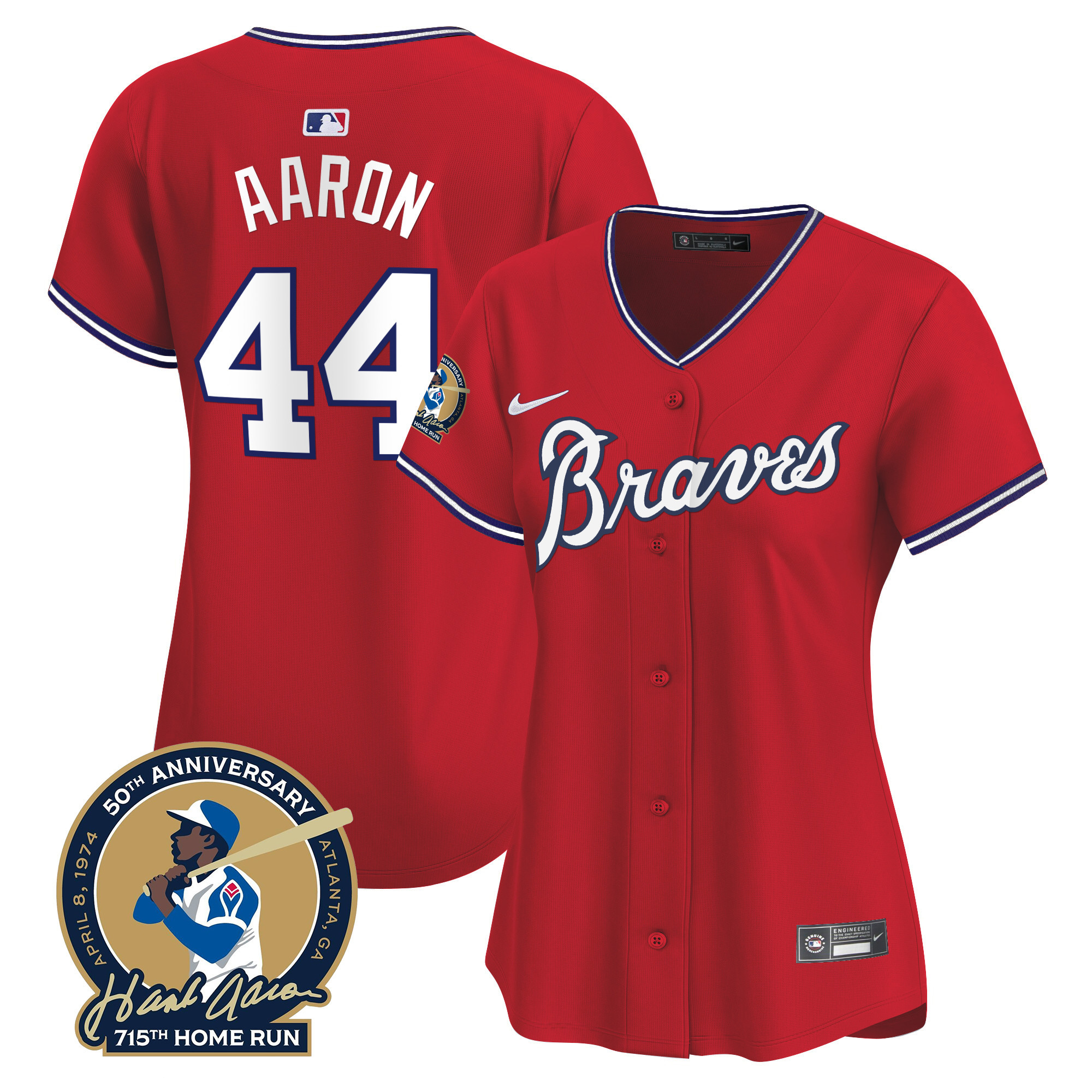 Women's Atlanta Braves Throwback 1974 - 1982 Vapor Premier Limited Jersey - All Stitched