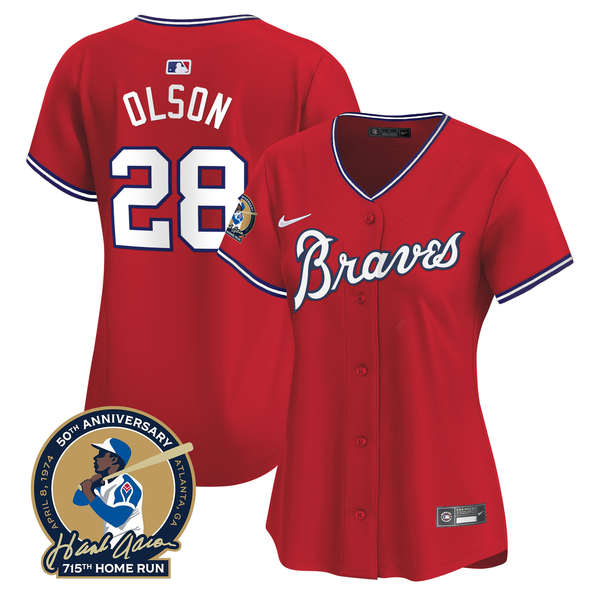 Women's Atlanta Braves Throwback 1974 - 1982 Vapor Premier Limited Jersey - All Stitched