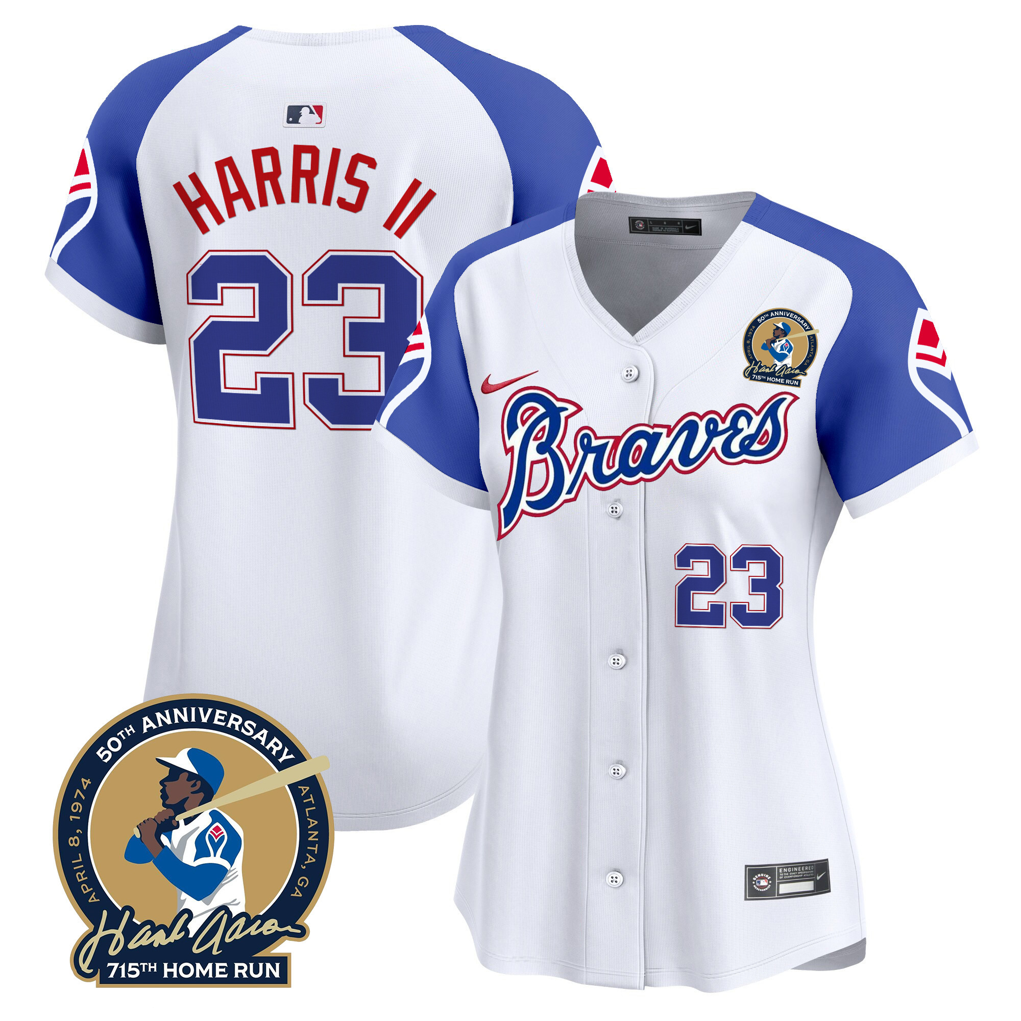 Women's Atlanta Braves Throwback 1974 - 1982 Vapor Premier Limited Jersey - All Stitched