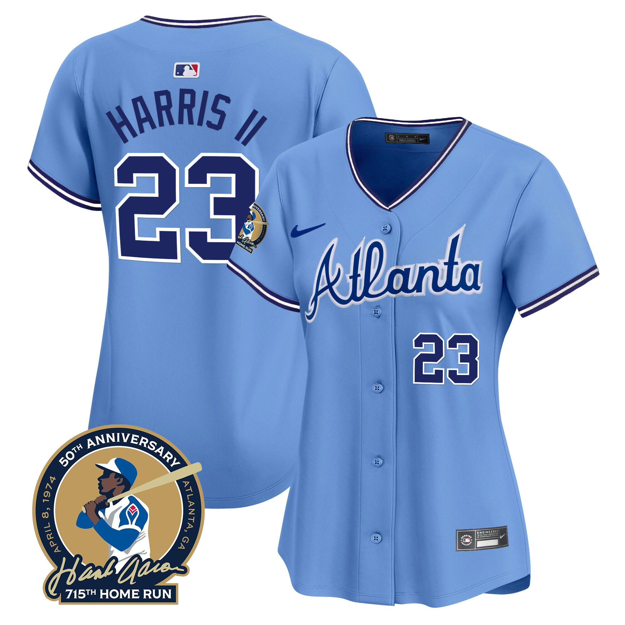 Women's Atlanta Braves Throwback 1974 - 1982 Vapor Premier Limited Jersey - All Stitched
