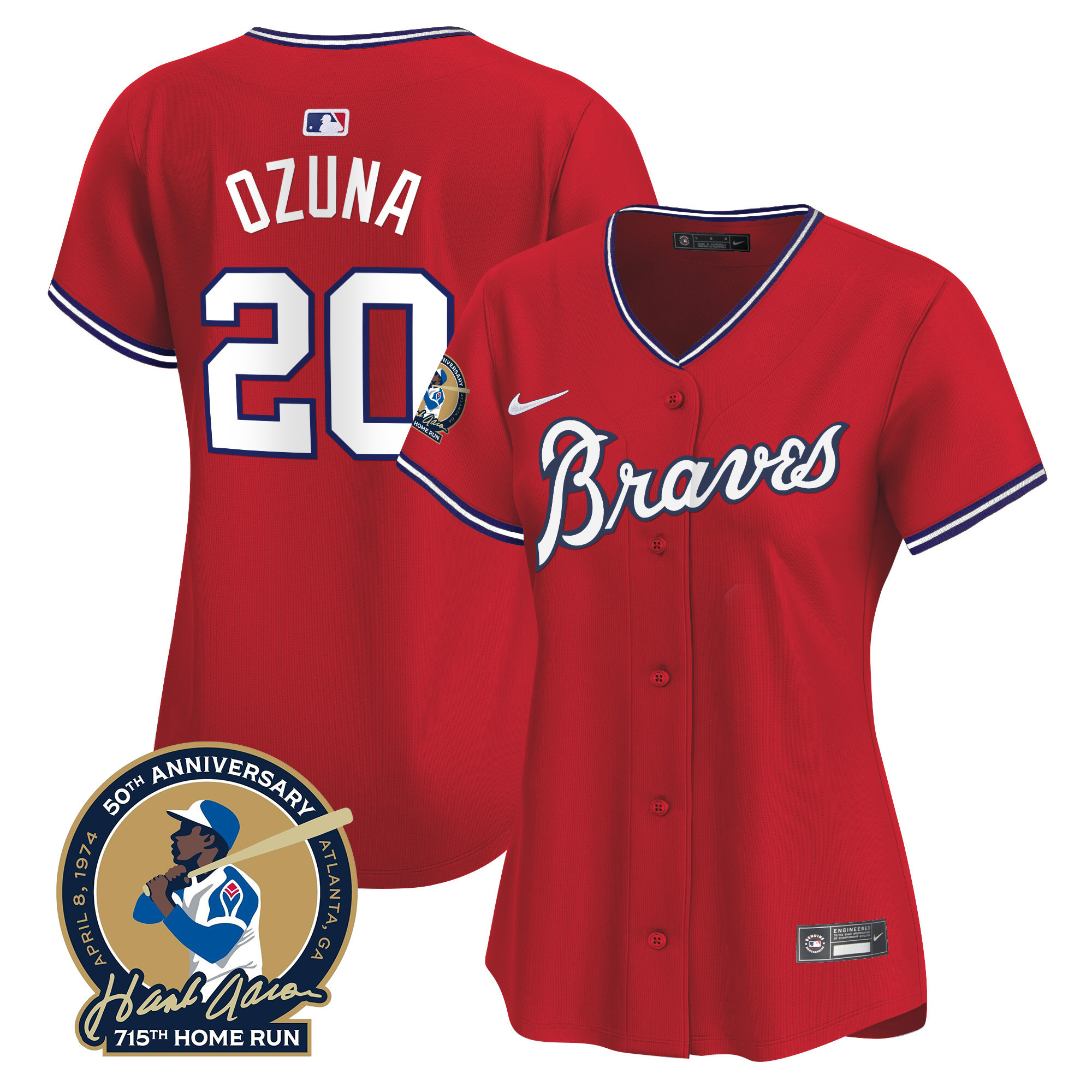 Women's Atlanta Braves Throwback 1974 - 1982 Vapor Premier Limited Jersey - All Stitched