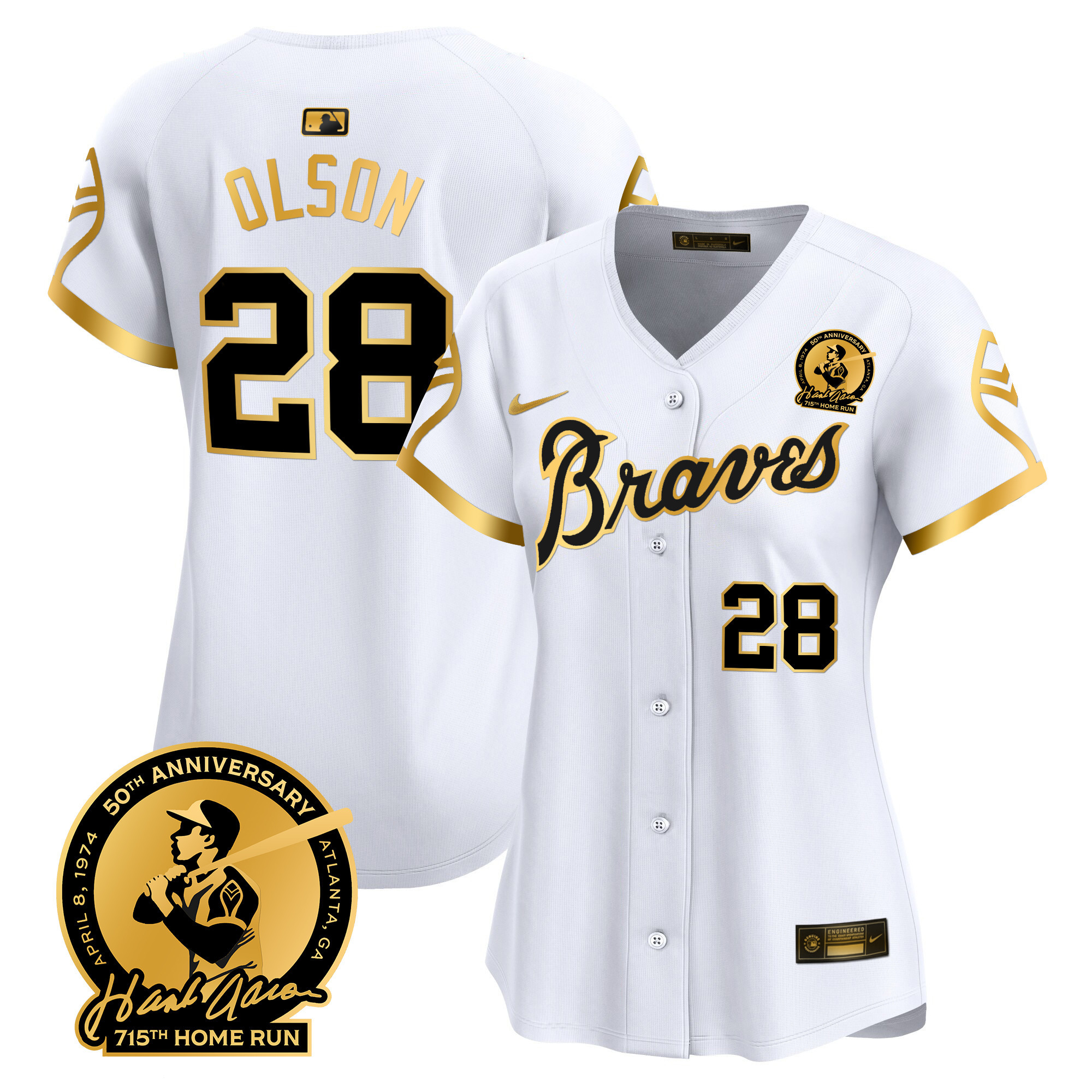 Women's Atlanta Braves Throwback 1974 - 1982 Vapor Premier Limited Jersey - All Stitched