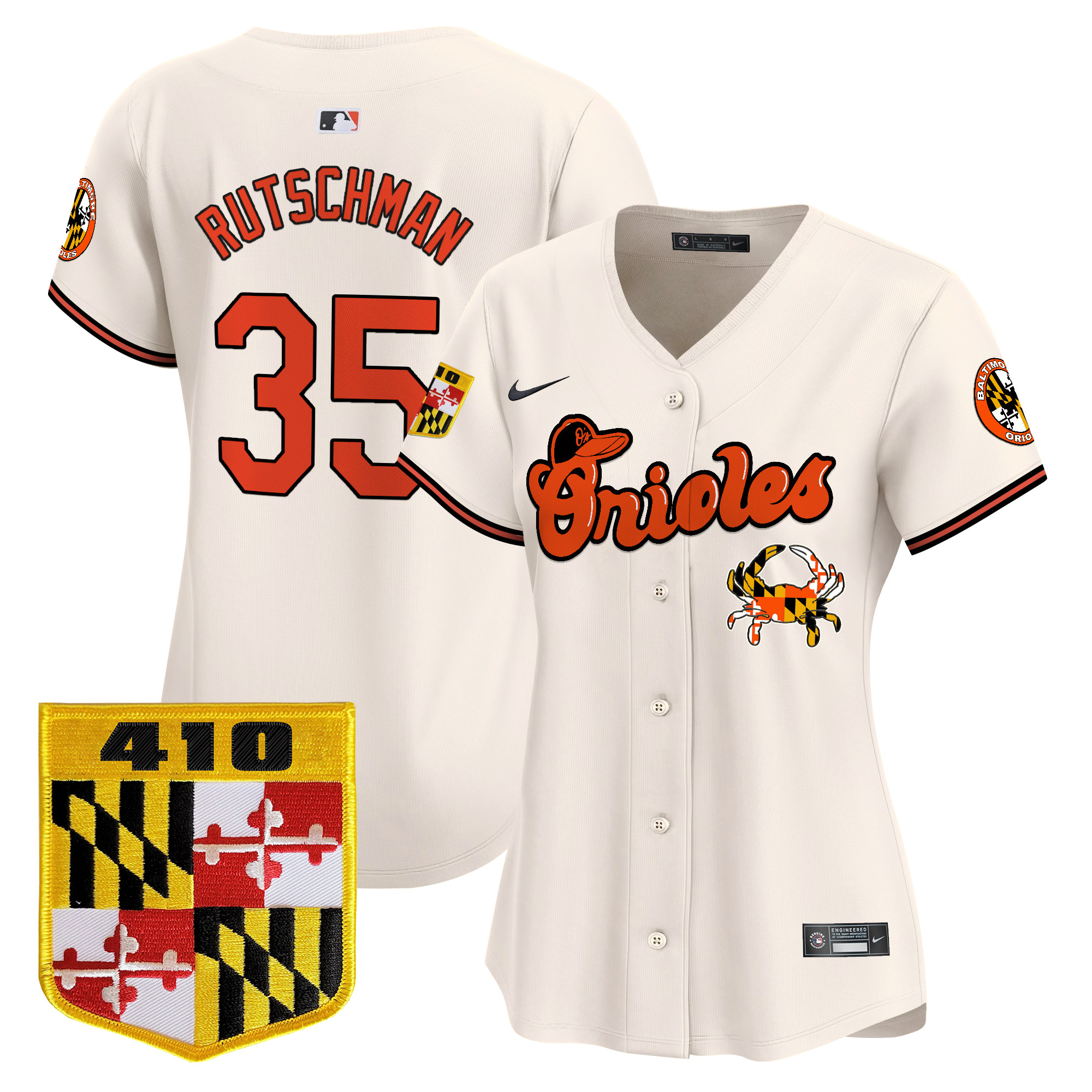 Women's Baltimore Orioles 410 & Chesapeake Crab Patch Vapor Premier Limited Jersey - All Stitched