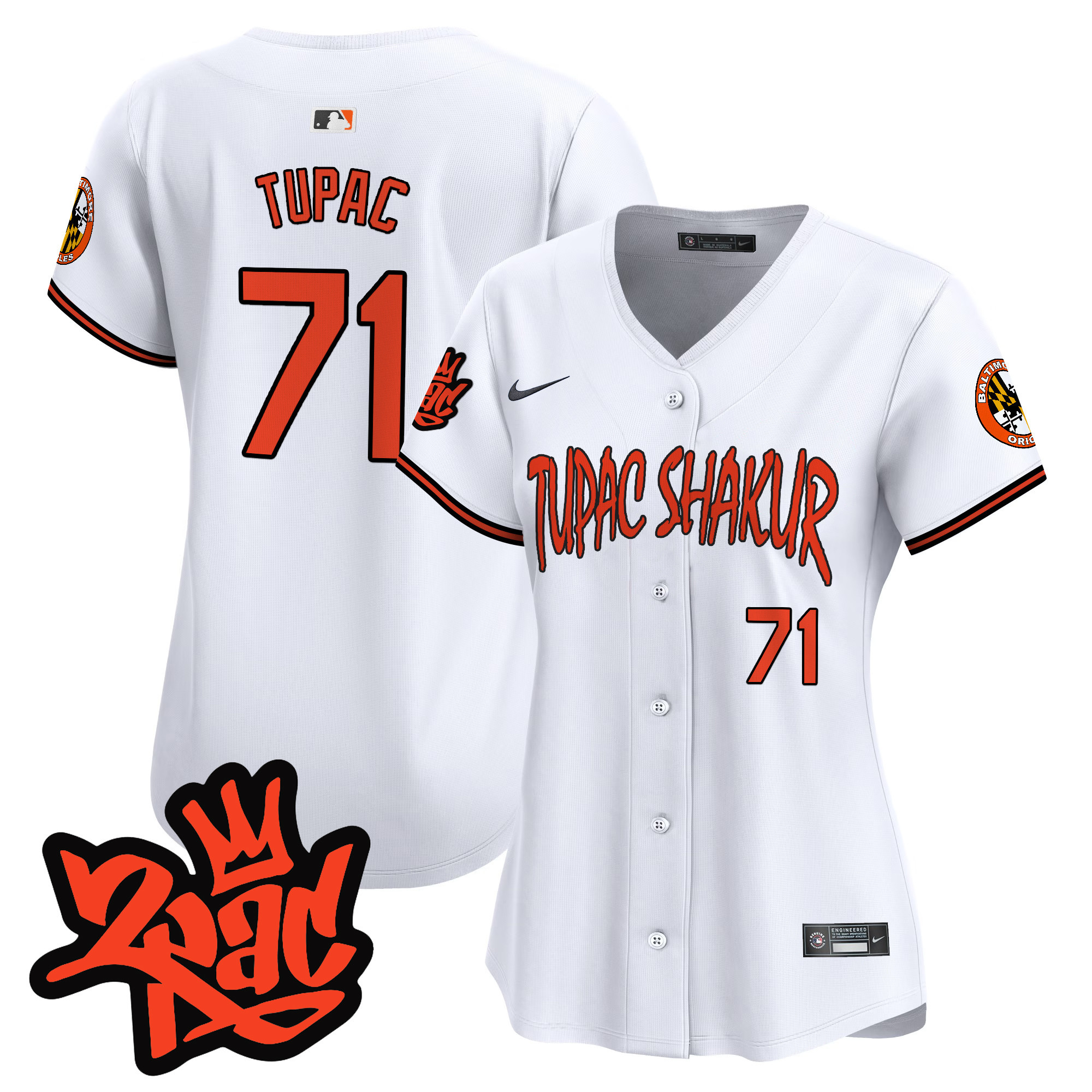 Women’s Baltimore Orioles Tupac Shakur Vapor Premier Limited Jersey - All Stitched