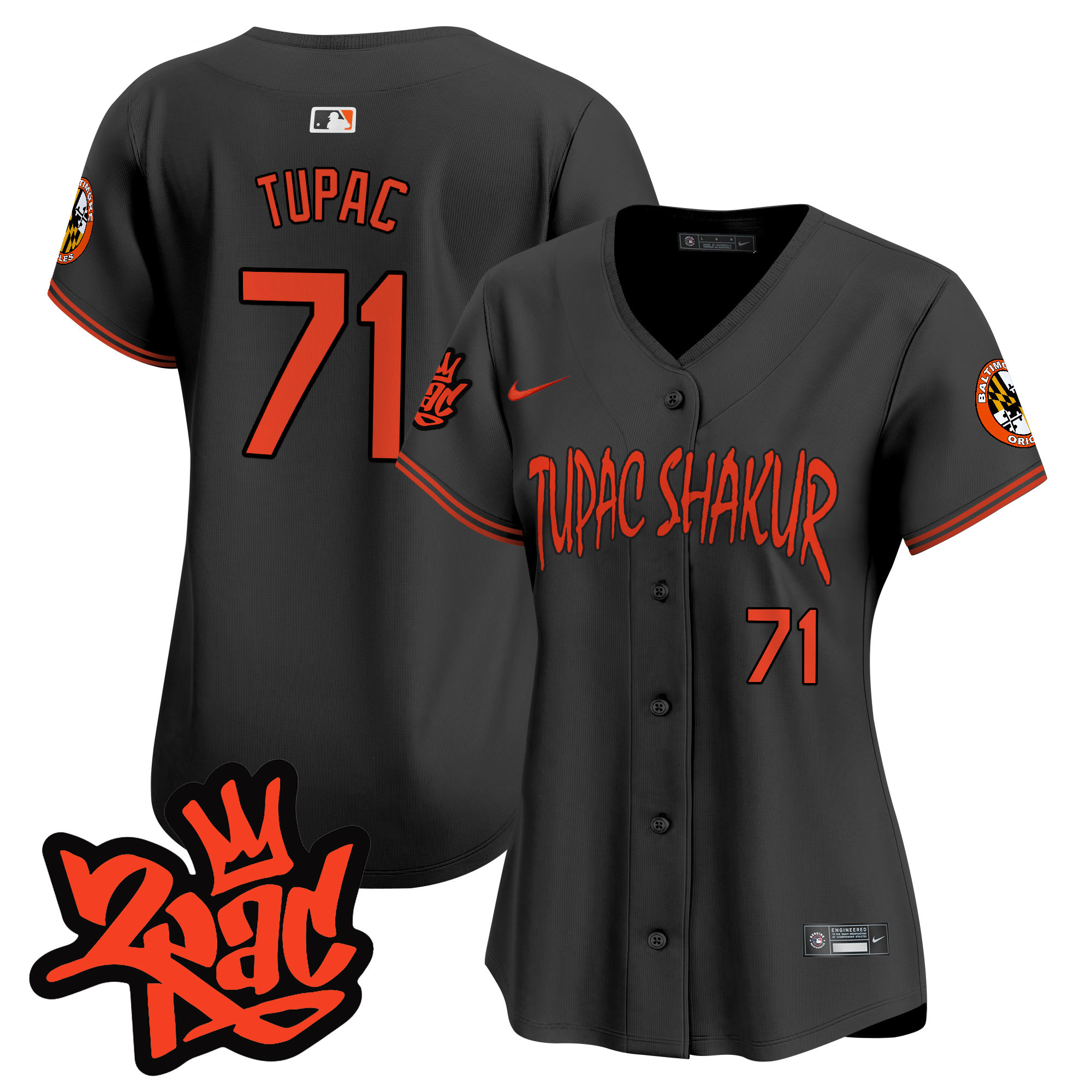 Women’s Baltimore Orioles Tupac Shakur Vapor Premier Limited Jersey - All Stitched