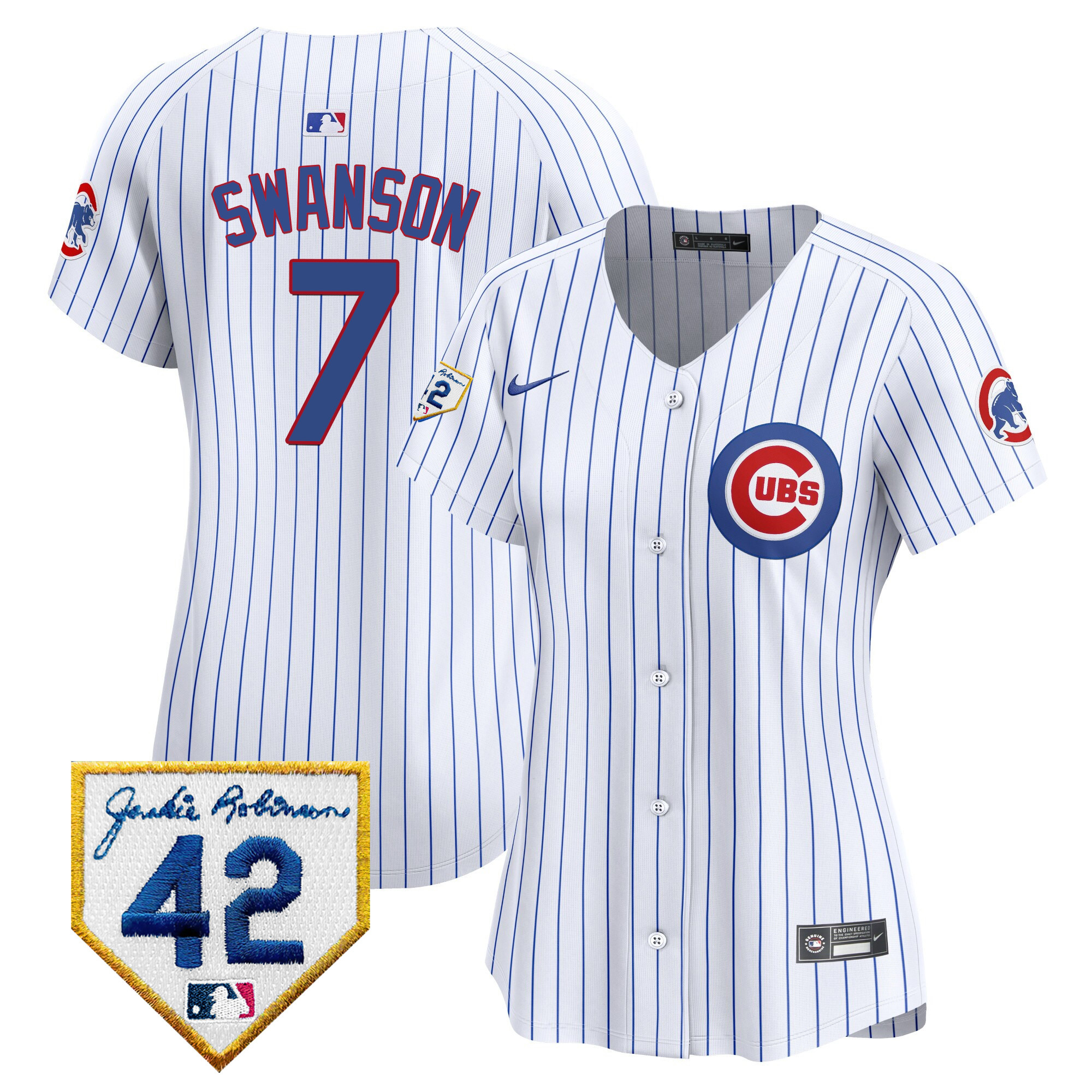 Women's Chicago Cubs Jackie Robinson Patch Vapor Premier Limited Jersey V2 - All Stitched