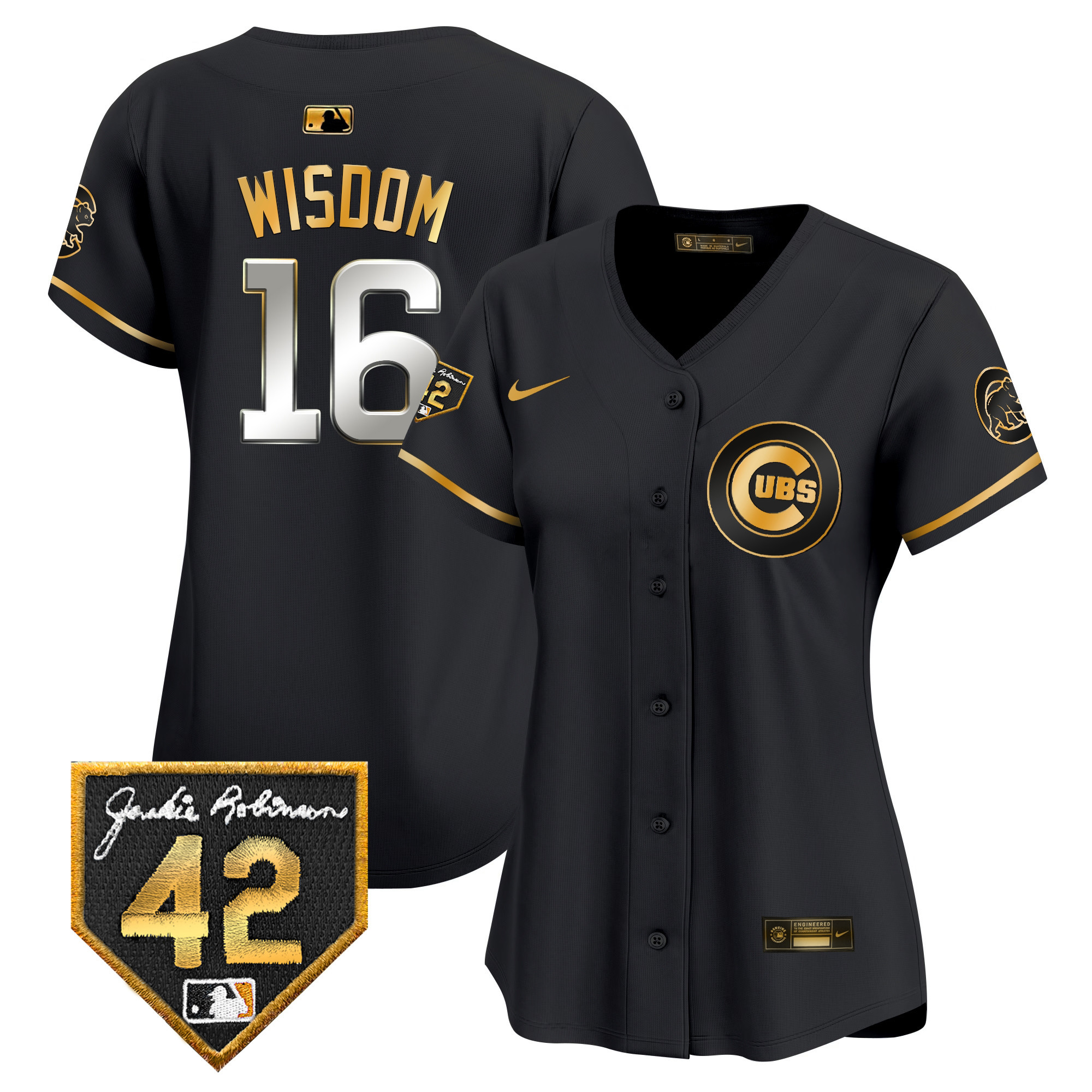 Women's Chicago Cubs Jackie Robinson Patch Vapor Premier Limited Jersey V2 - All Stitched