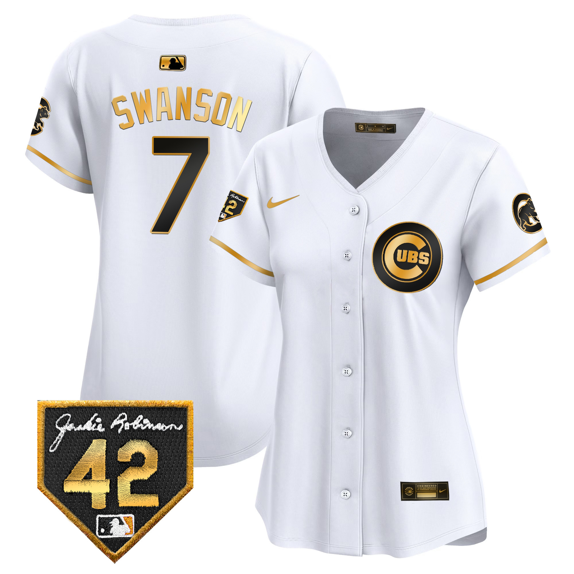 Women's Chicago Cubs Jackie Robinson Patch Vapor Premier Limited Jersey V2 - All Stitched