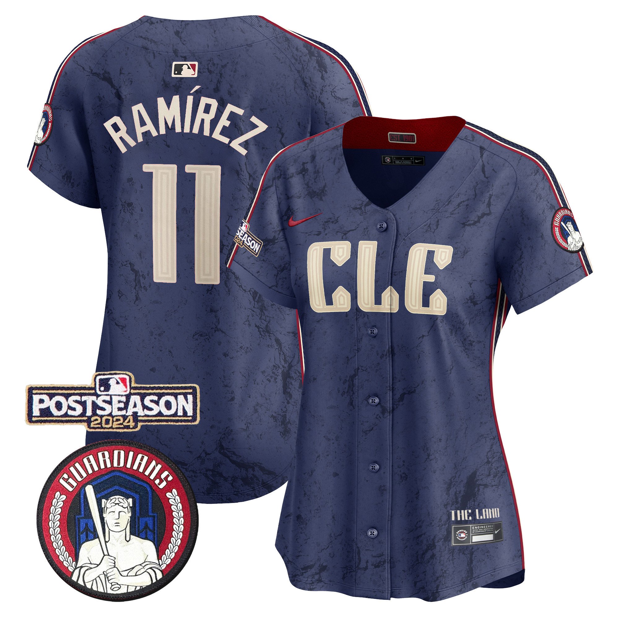 Women's Cleveland Guardians 2024 Postseason Patch City Connect Vapor Premier Limited Jersey - All Stitched