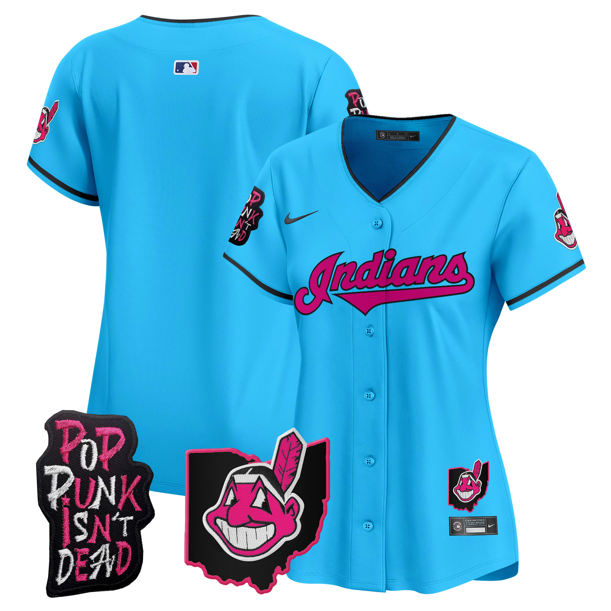 Women's Cleveland Indians MGK Patch Vapor Premier Limited Jersey - All Stitched