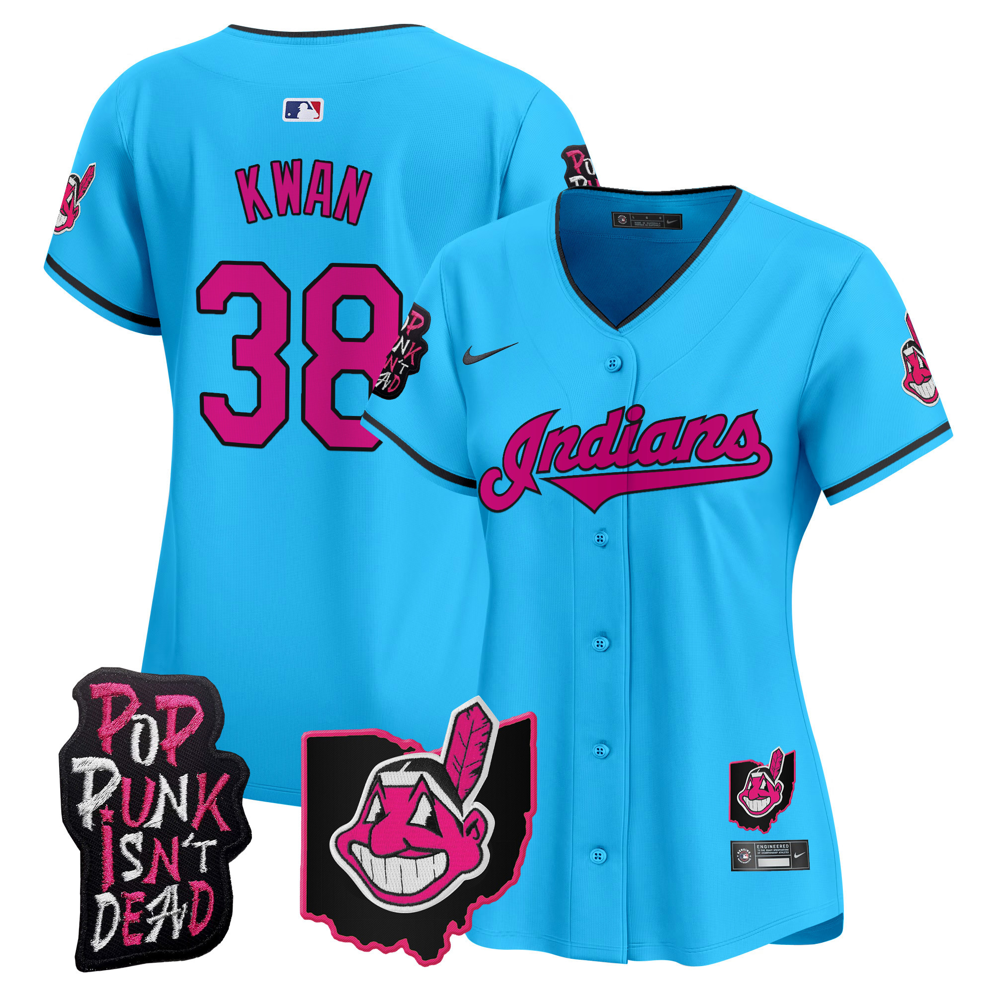 Women's Cleveland Indians MGK Patch Vapor Premier Limited Jersey - All Stitched