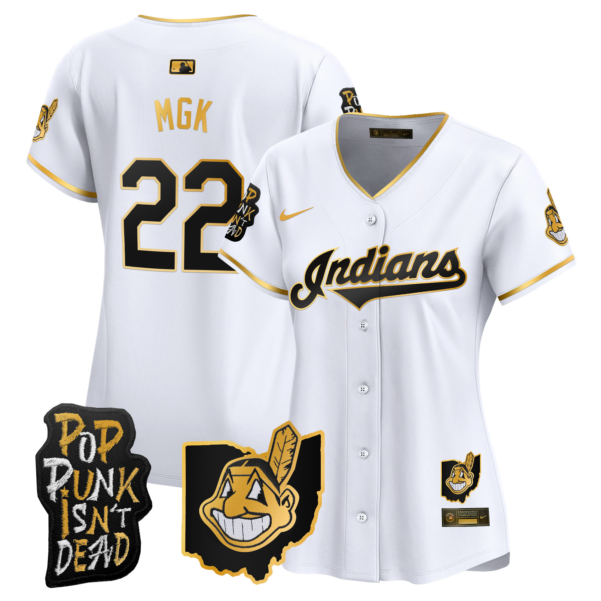Women's Cleveland Indians MGK Patch Vapor Premier Limited Jersey - All Stitched