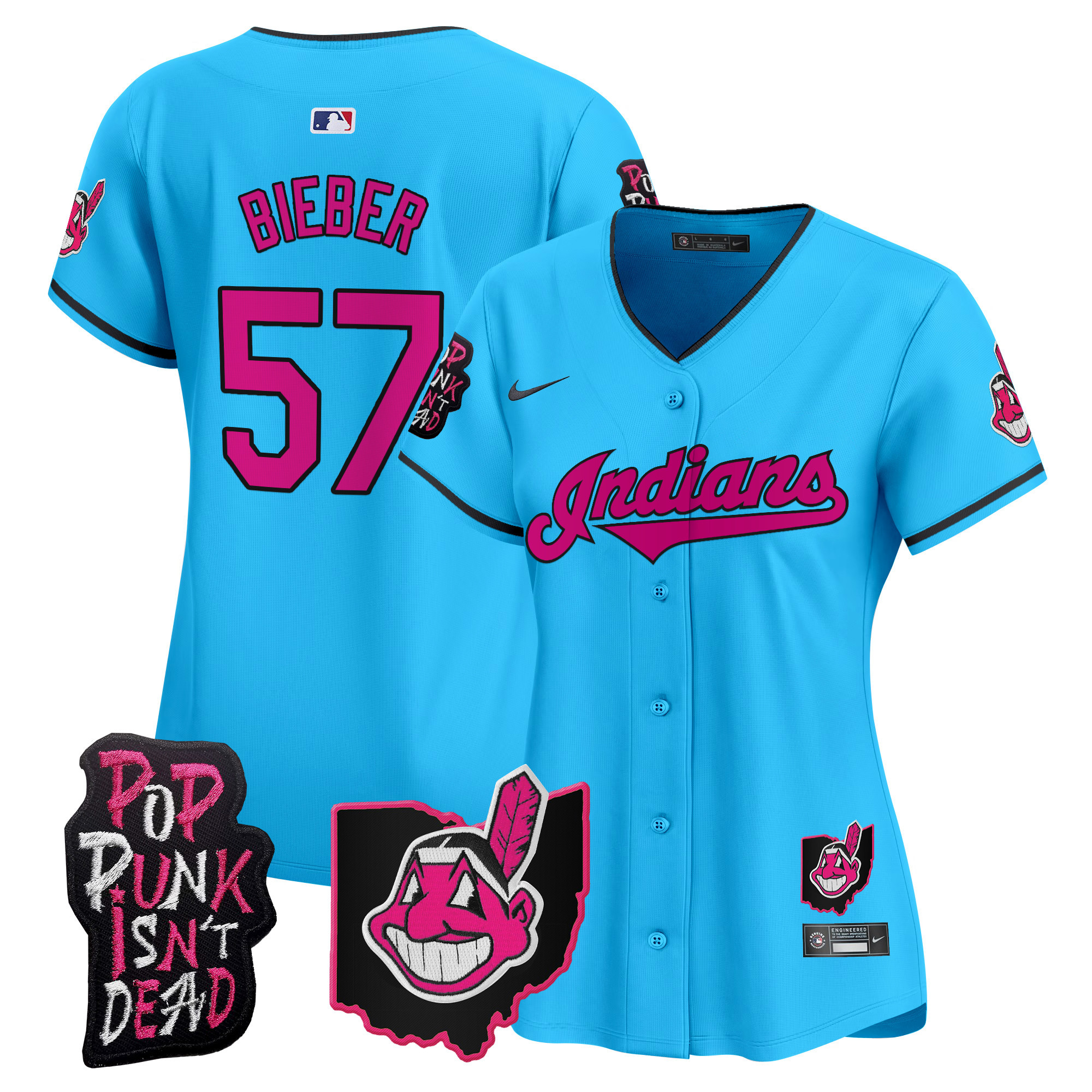 Women's Cleveland Indians MGK Patch Vapor Premier Limited Jersey - All Stitched