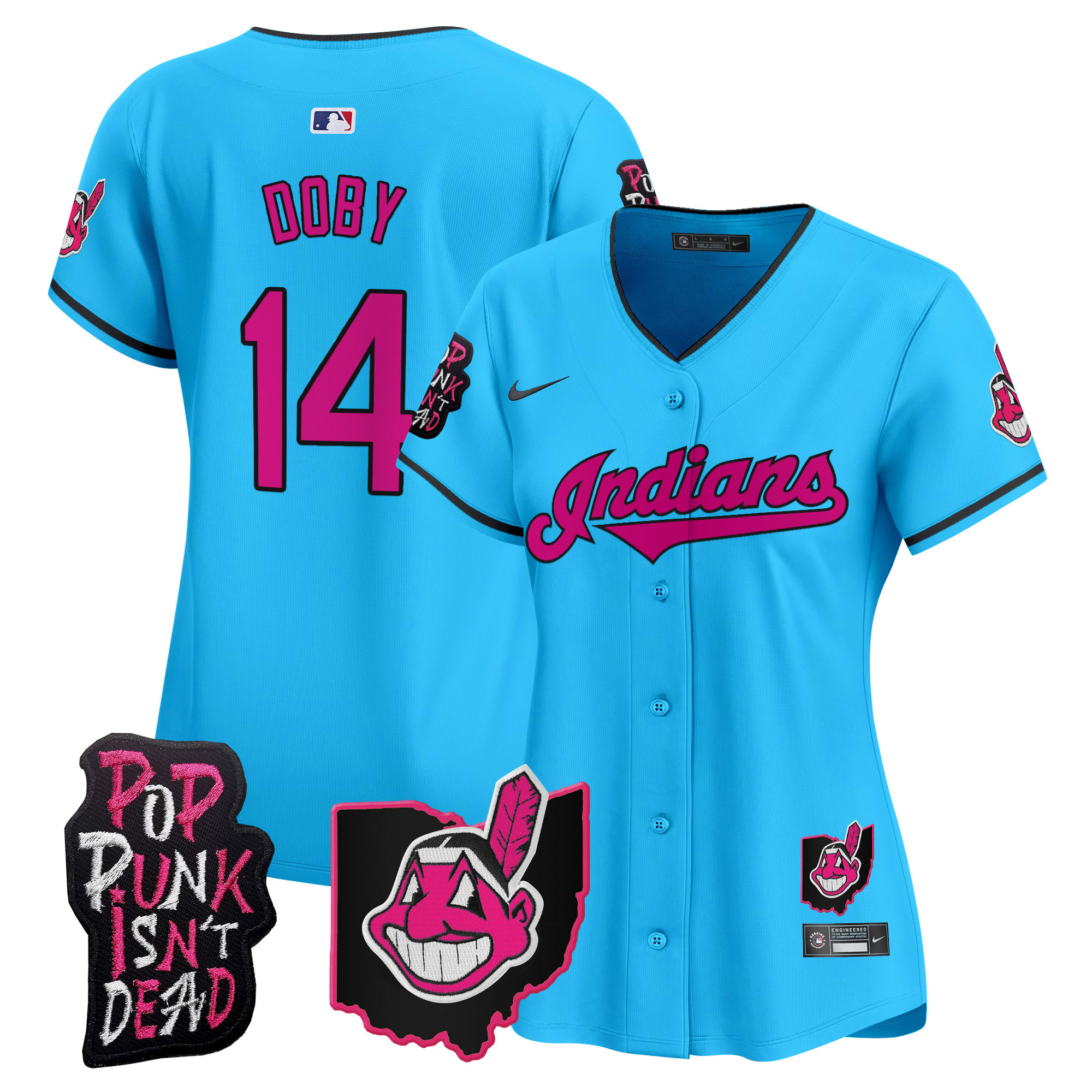 Women's Cleveland Indians MGK Patch Vapor Premier Limited Jersey - All Stitched