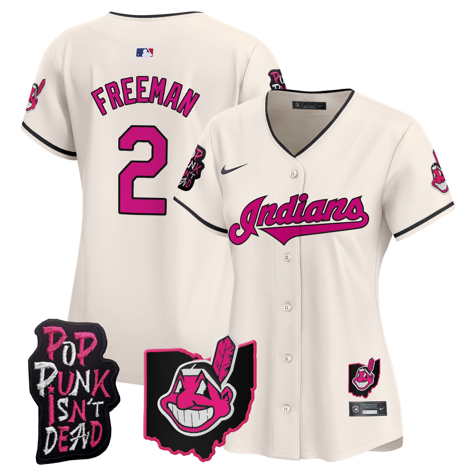 Women's Cleveland Indians MGK Patch Vapor Premier Limited Jersey - All Stitched