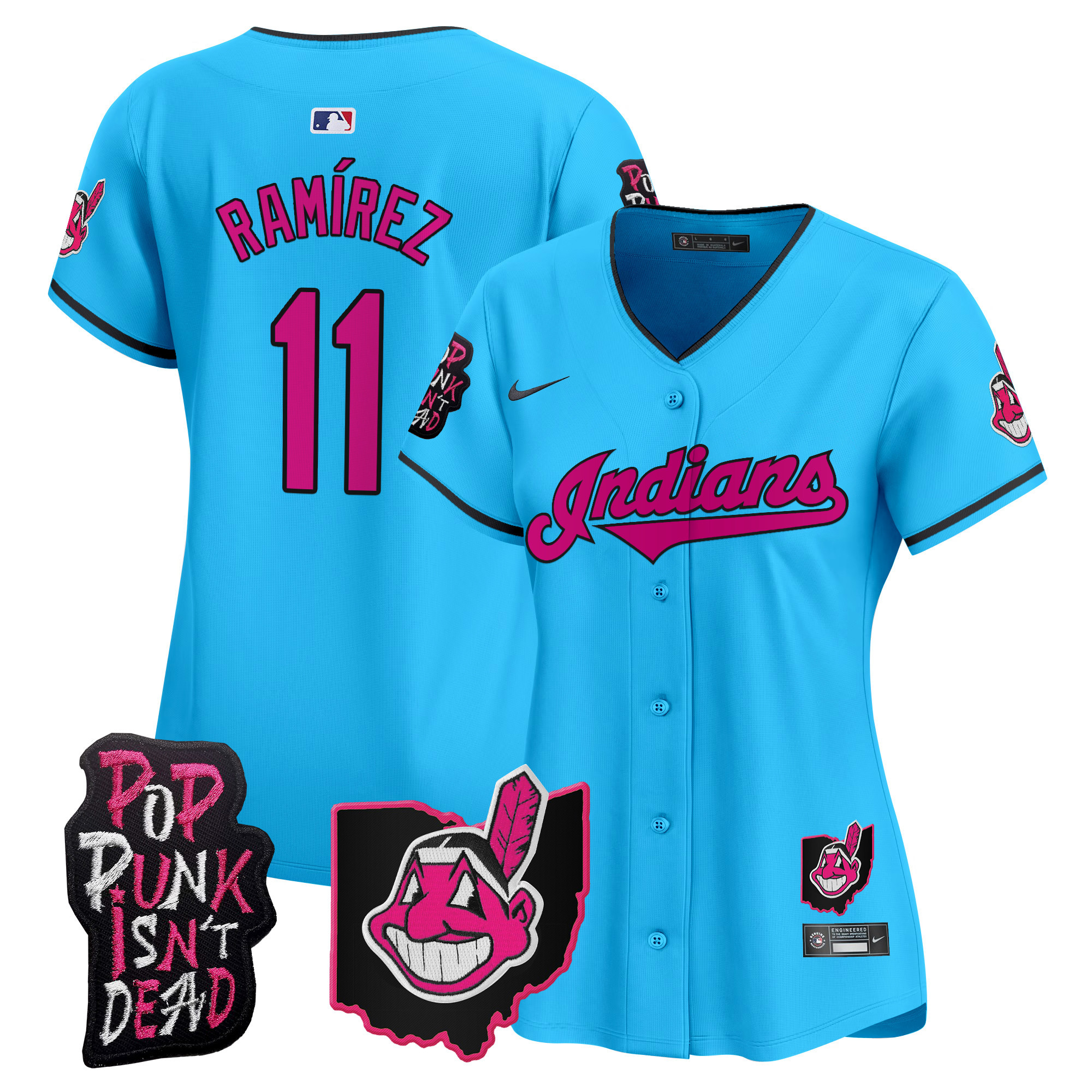 Women's Cleveland Indians MGK Patch Vapor Premier Limited Jersey - All Stitched