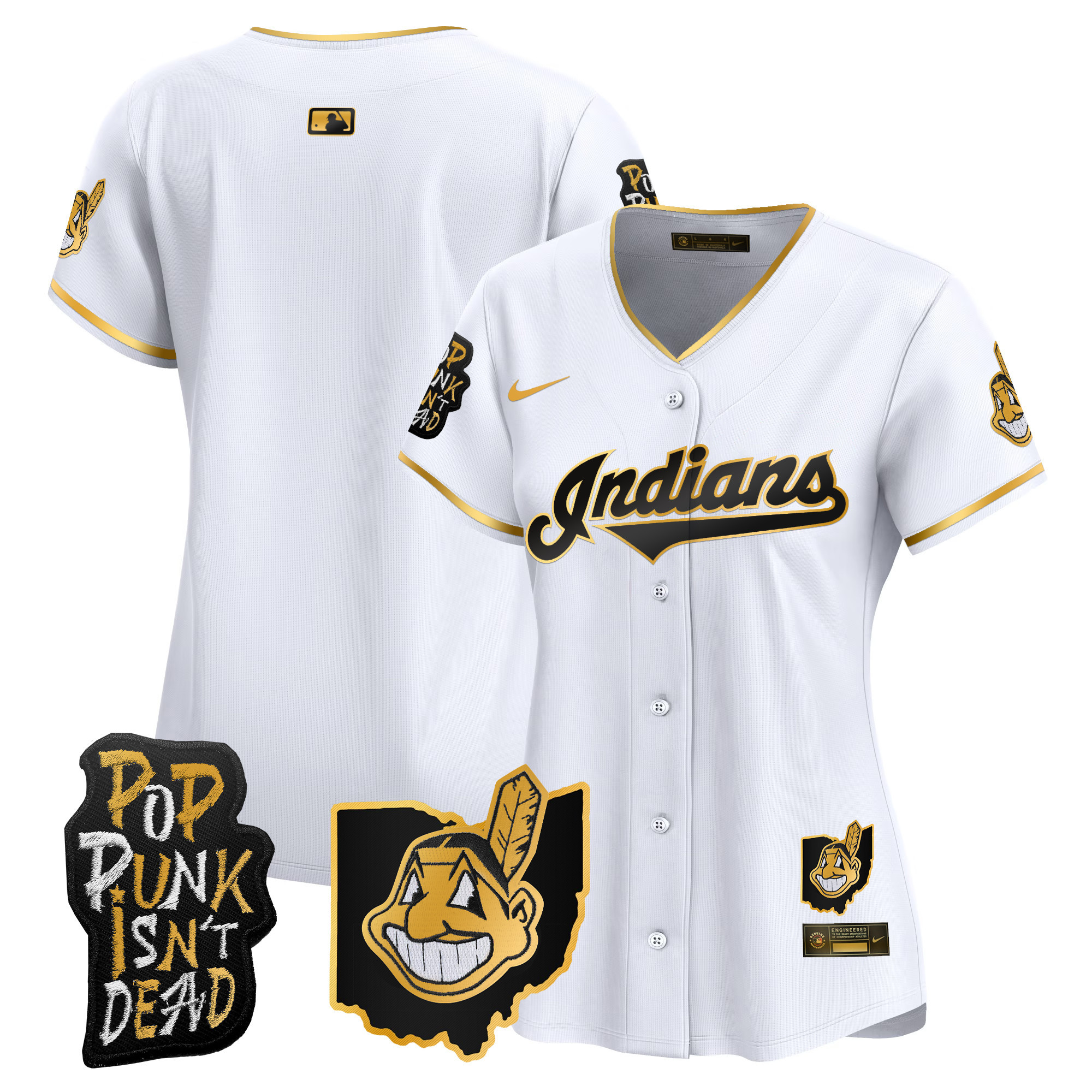 Women's Cleveland Indians MGK Patch Vapor Premier Limited Jersey - All Stitched