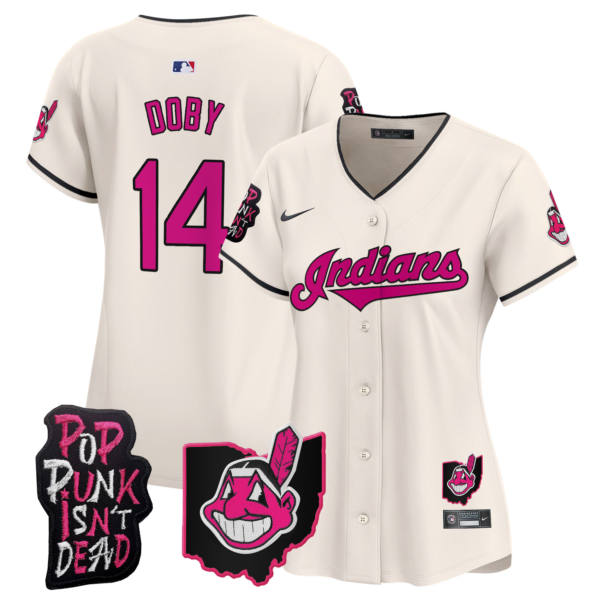 Women's Cleveland Indians MGK Patch Vapor Premier Limited Jersey - All Stitched