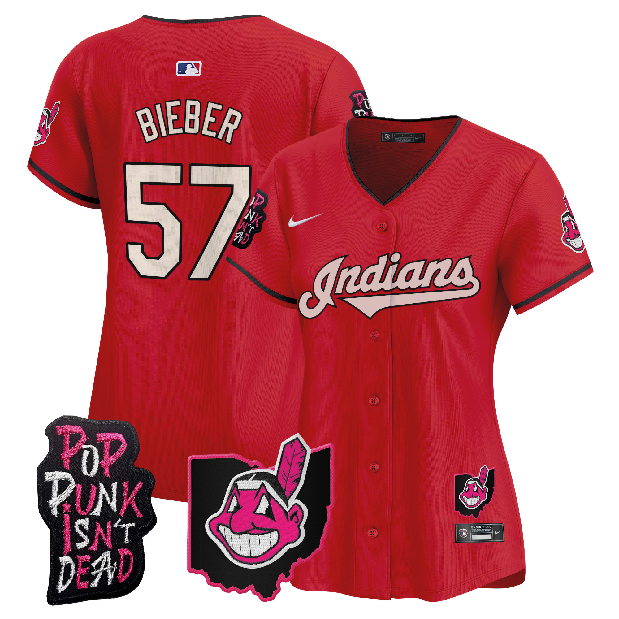 Women's Cleveland Indians MGK Patch Vapor Premier Limited Jersey - All Stitched