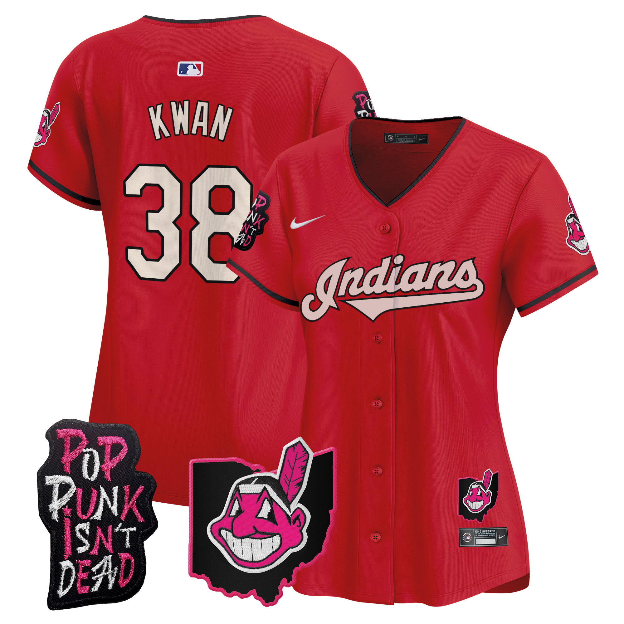 Women's Cleveland Indians MGK Patch Vapor Premier Limited Jersey - All Stitched