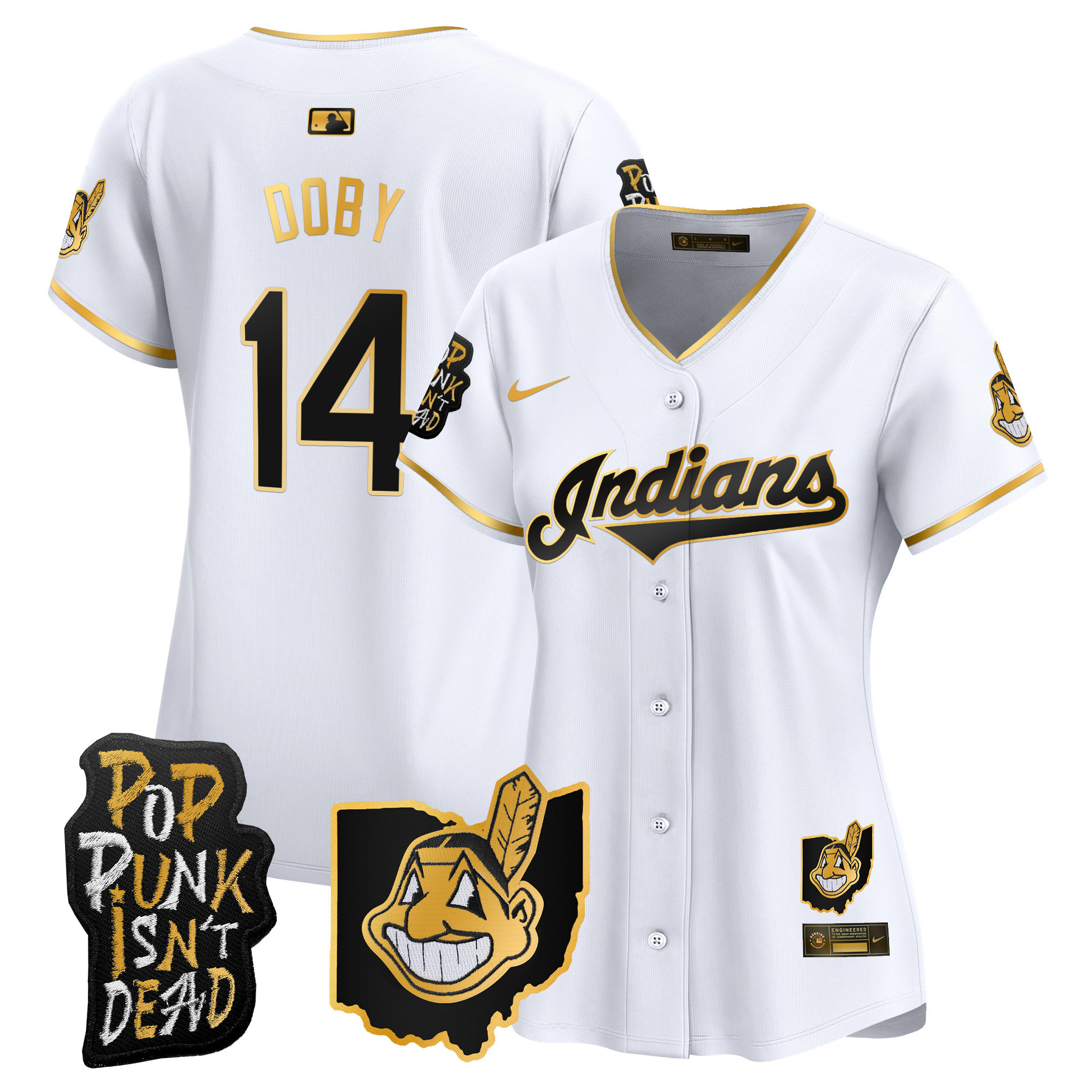 Women's Cleveland Indians MGK Patch Vapor Premier Limited Jersey - All Stitched