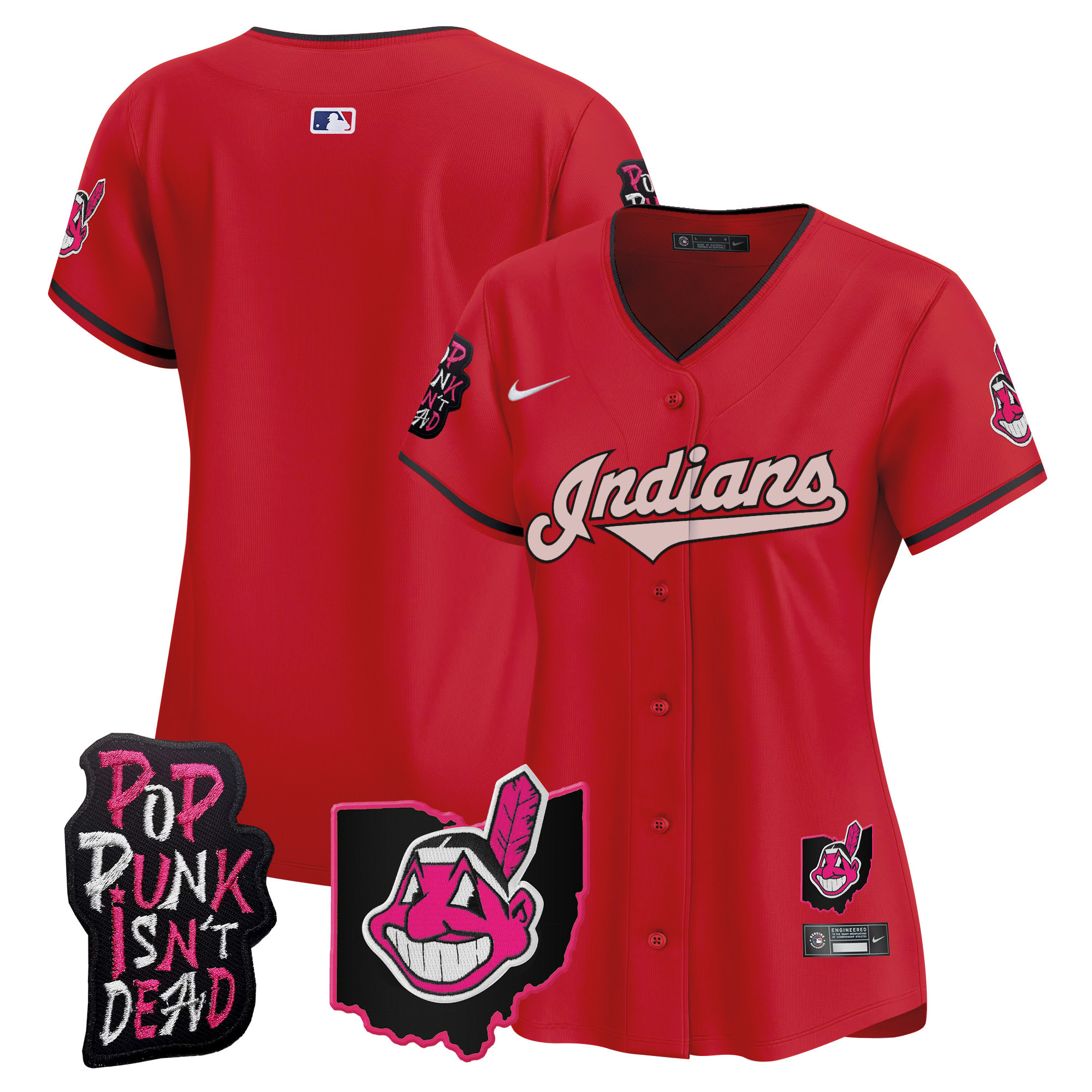 Women's Cleveland Indians MGK Patch Vapor Premier Limited Jersey - All Stitched