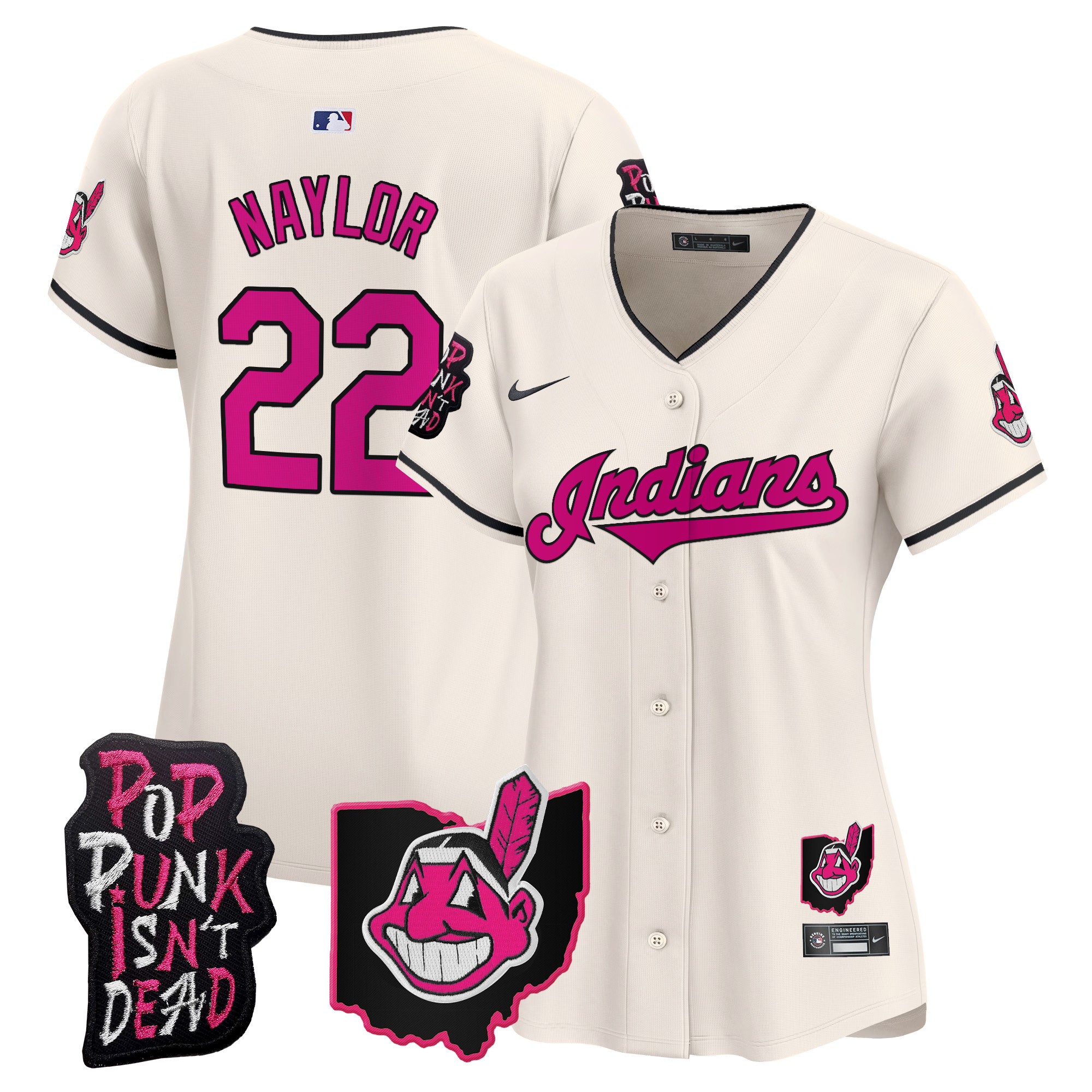 Women's Cleveland Indians MGK Patch Vapor Premier Limited Jersey - All Stitched