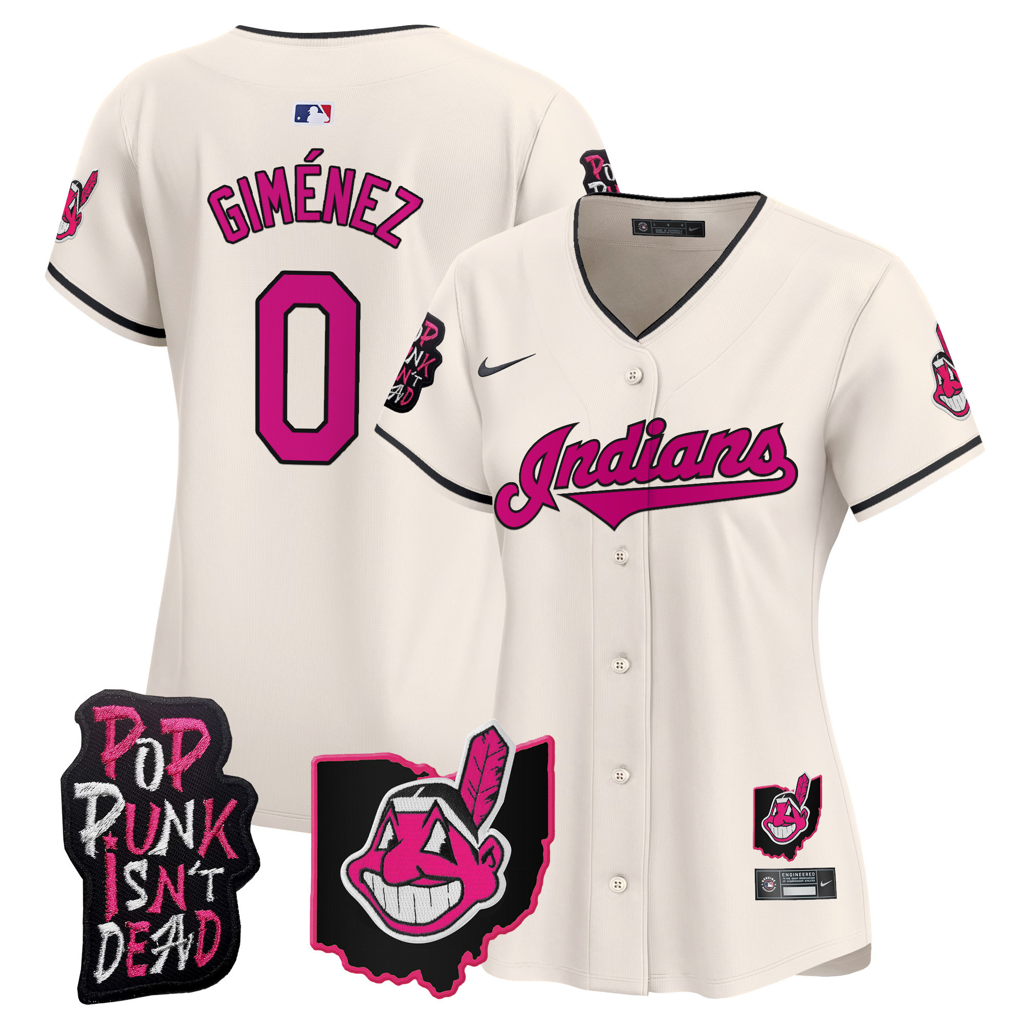 Women's Cleveland Indians MGK Patch Vapor Premier Limited Jersey - All Stitched