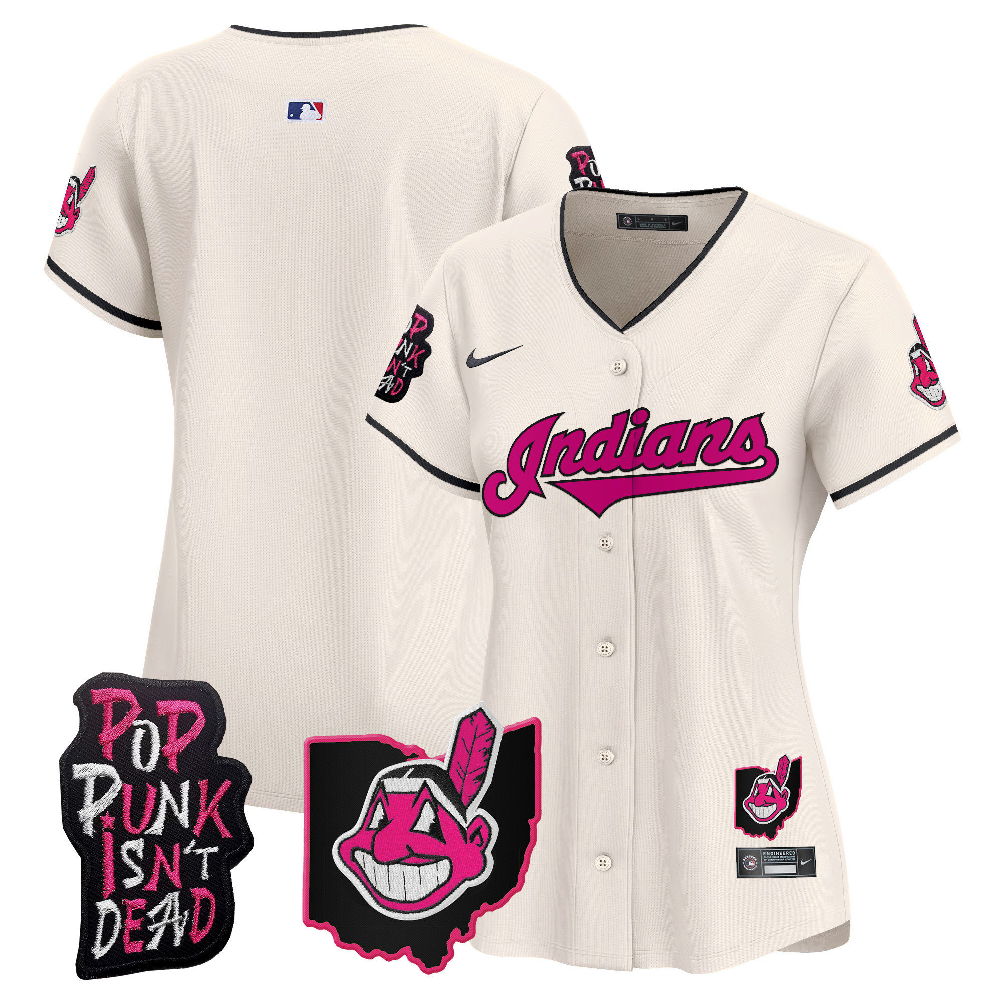 Women's Cleveland Indians MGK Patch Vapor Premier Limited Jersey - All Stitched