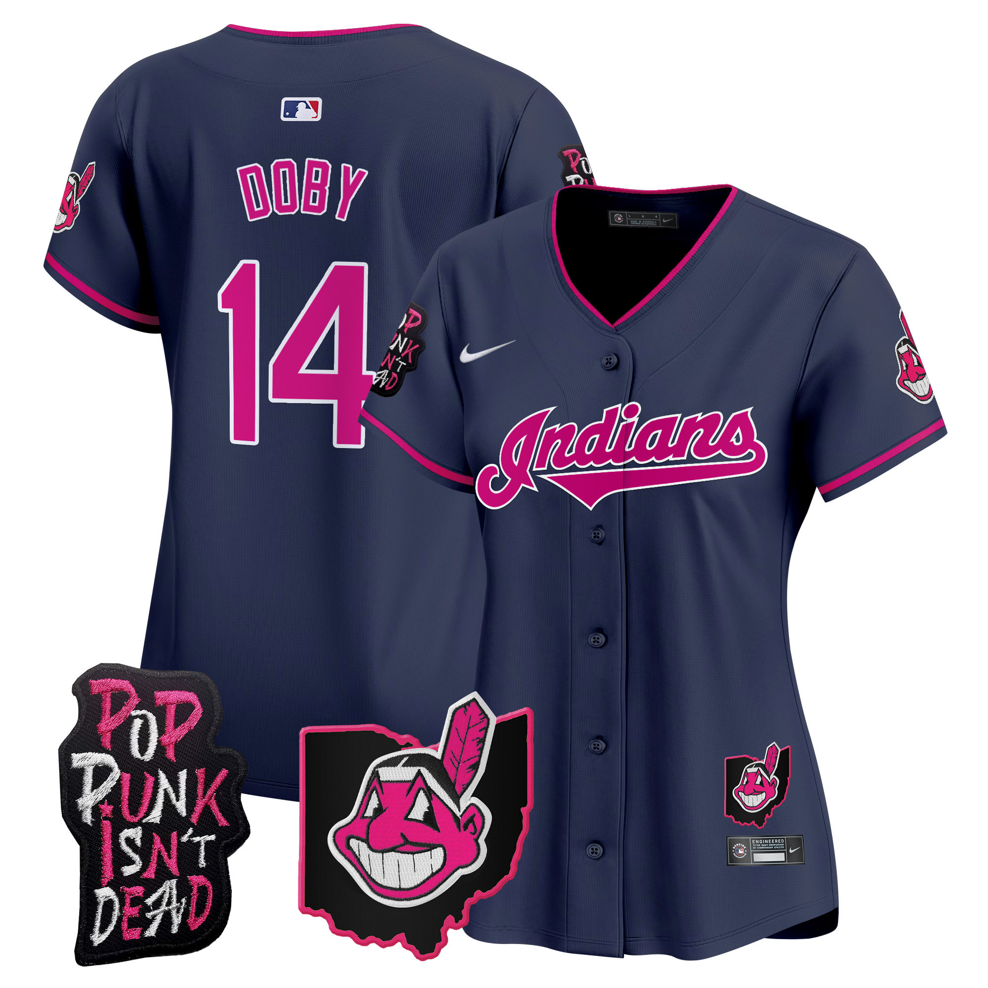 Women's Cleveland Indians MGK Patch Vapor Premier Limited Jersey - All Stitched