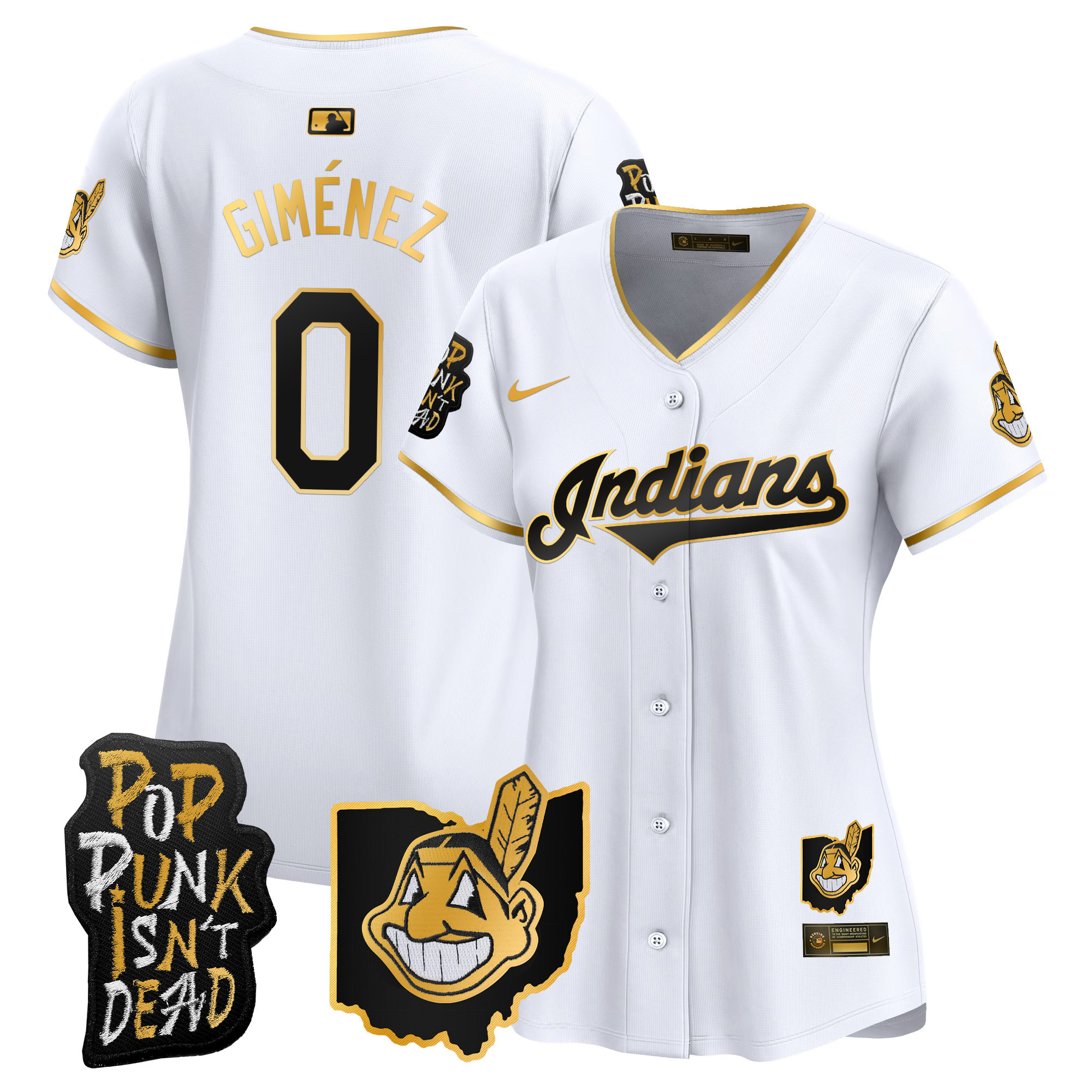 Women's Cleveland Indians MGK Patch Vapor Premier Limited Jersey - All Stitched