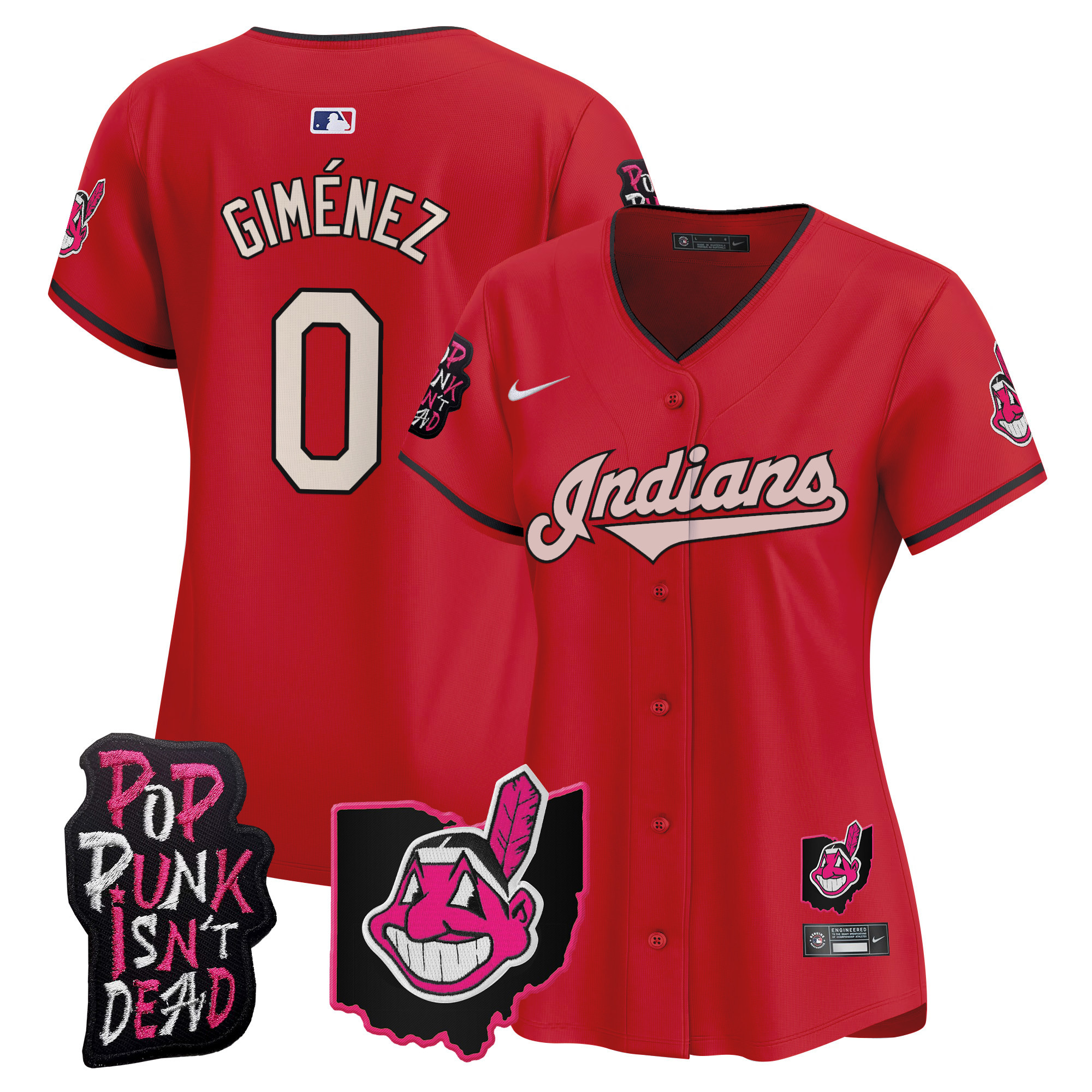 Women's Cleveland Indians MGK Patch Vapor Premier Limited Jersey - All Stitched