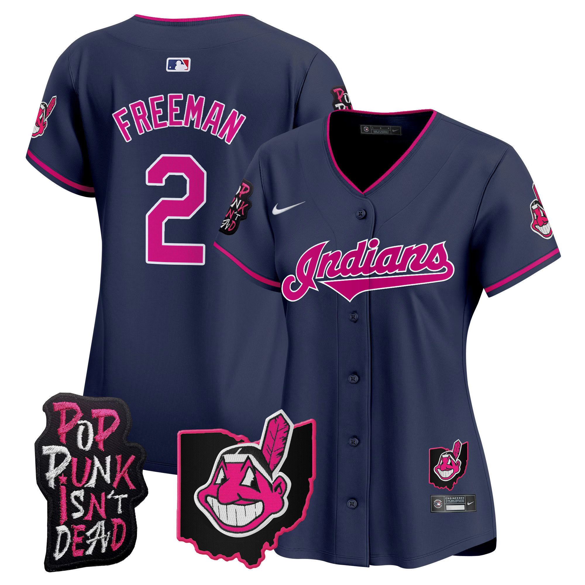 Women's Cleveland Indians MGK Patch Vapor Premier Limited Jersey - All Stitched