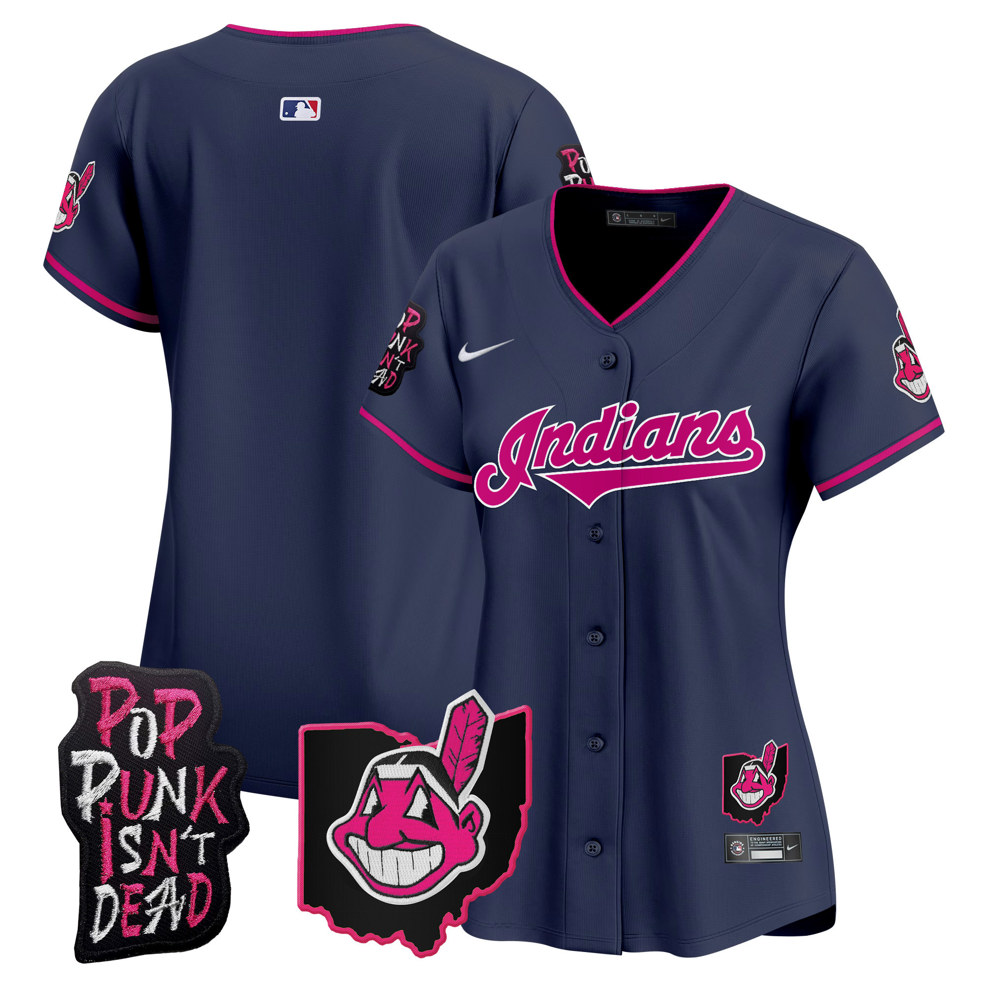 Women's Cleveland Indians MGK Patch Vapor Premier Limited Jersey - All Stitched