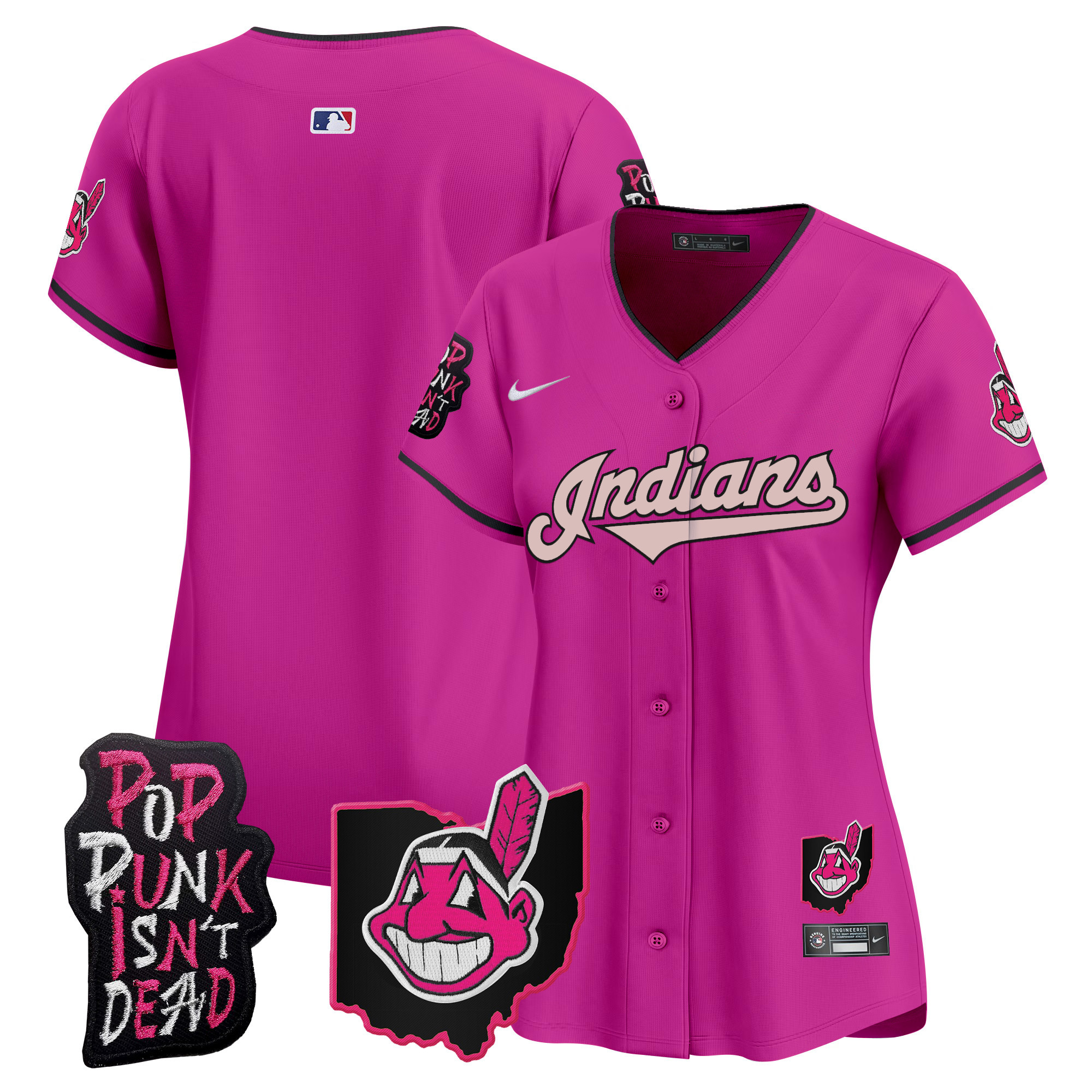 Women's Cleveland Indians MGK Patch Vapor Premier Limited Jersey - All Stitched