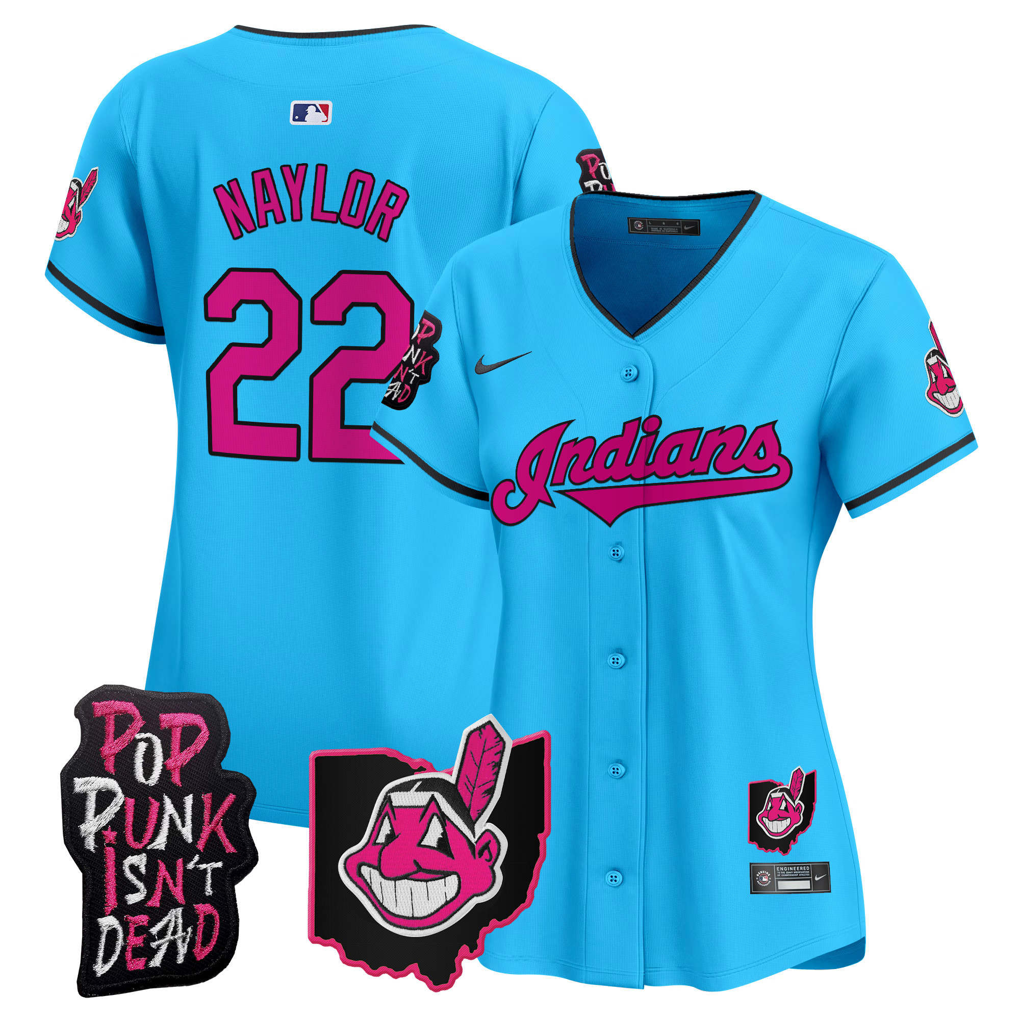 Women's Cleveland Indians MGK Patch Vapor Premier Limited Jersey - All Stitched
