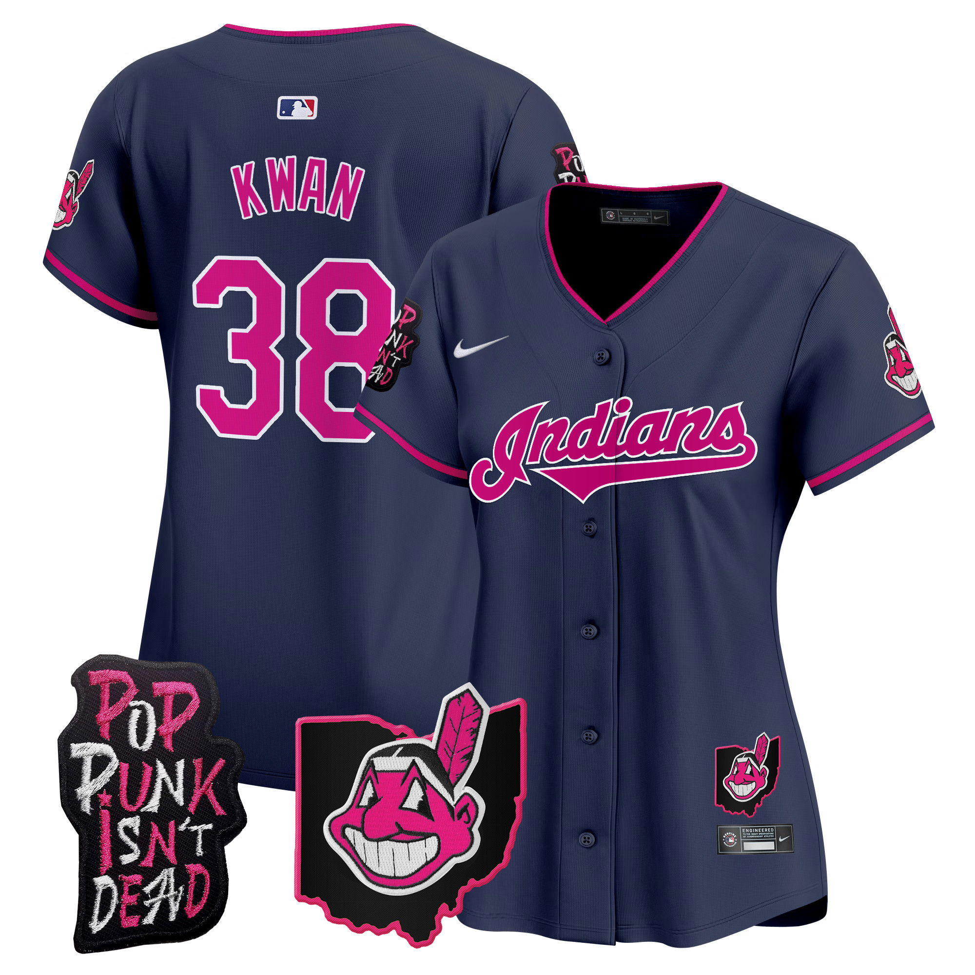 Women's Cleveland Indians MGK Patch Vapor Premier Limited Jersey - All Stitched