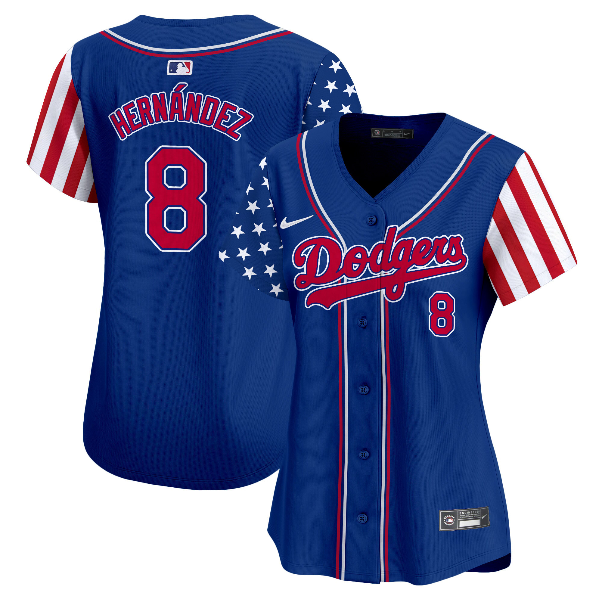 Women's Dodgers 2024 Independence Day Vapor Premier Limited Jersey V2 - All Stitched