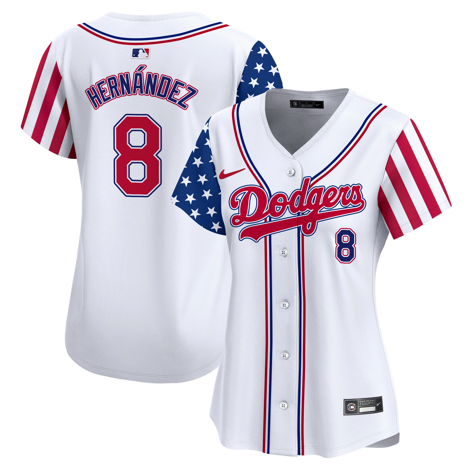 Women's Dodgers 2024 Independence Day Vapor Premier Limited Jersey V2 - All Stitched