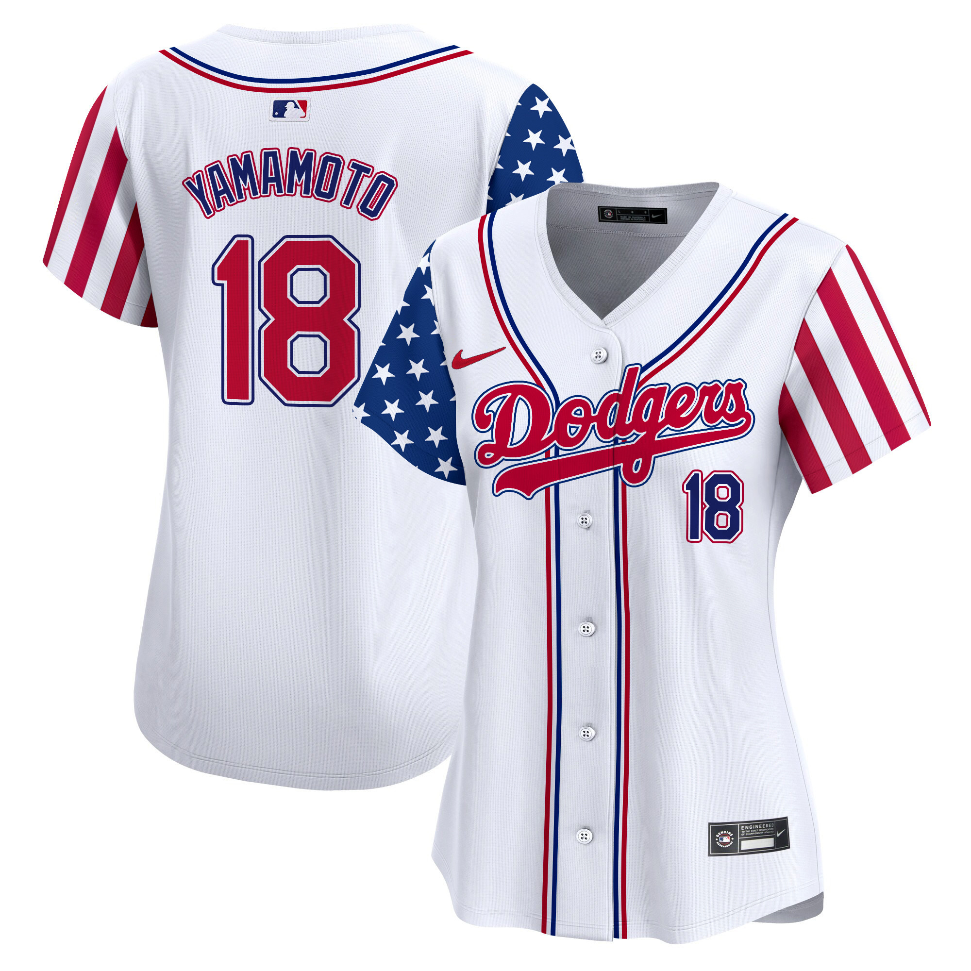 Women's Dodgers 2024 Independence Day Vapor Premier Limited Jersey V2 - All Stitched