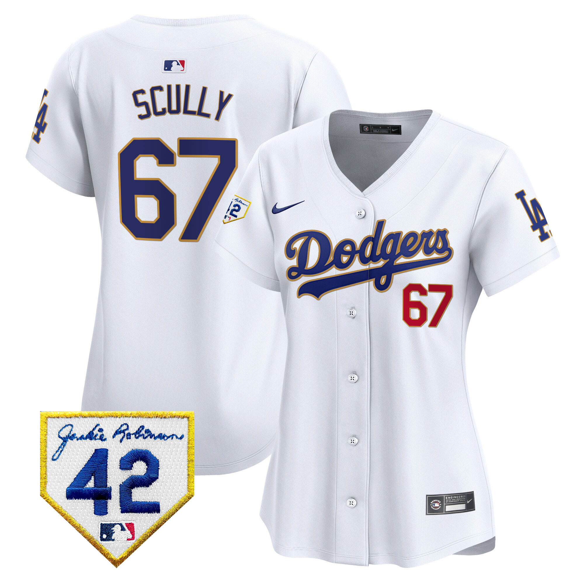 Women's Dodgers 2024 Jackie Robinson Patch Vapor Premier Limited Jersey - All Stitched