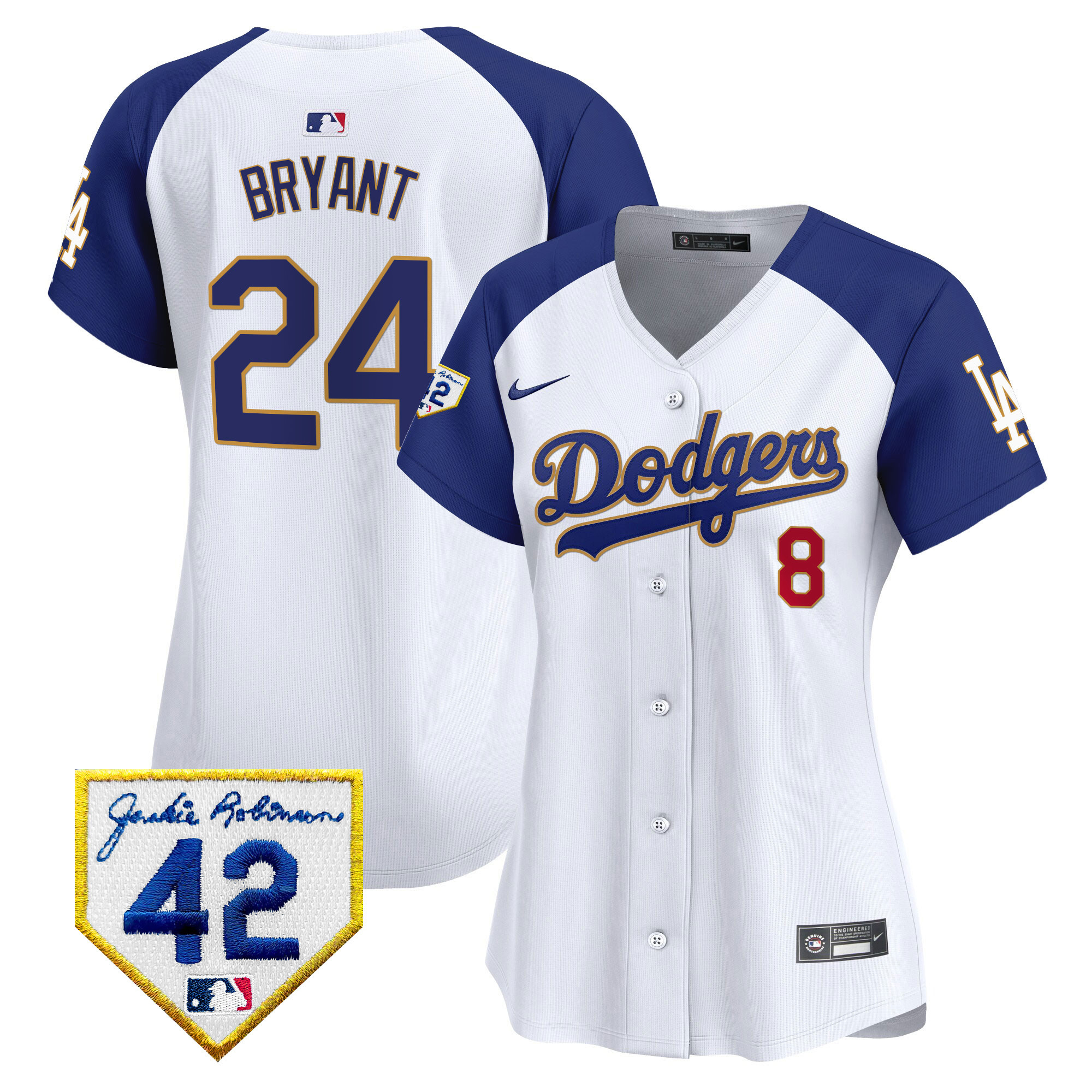 Women's Dodgers 2024 Jackie Robinson Patch Vapor Premier Limited Jersey - All Stitched