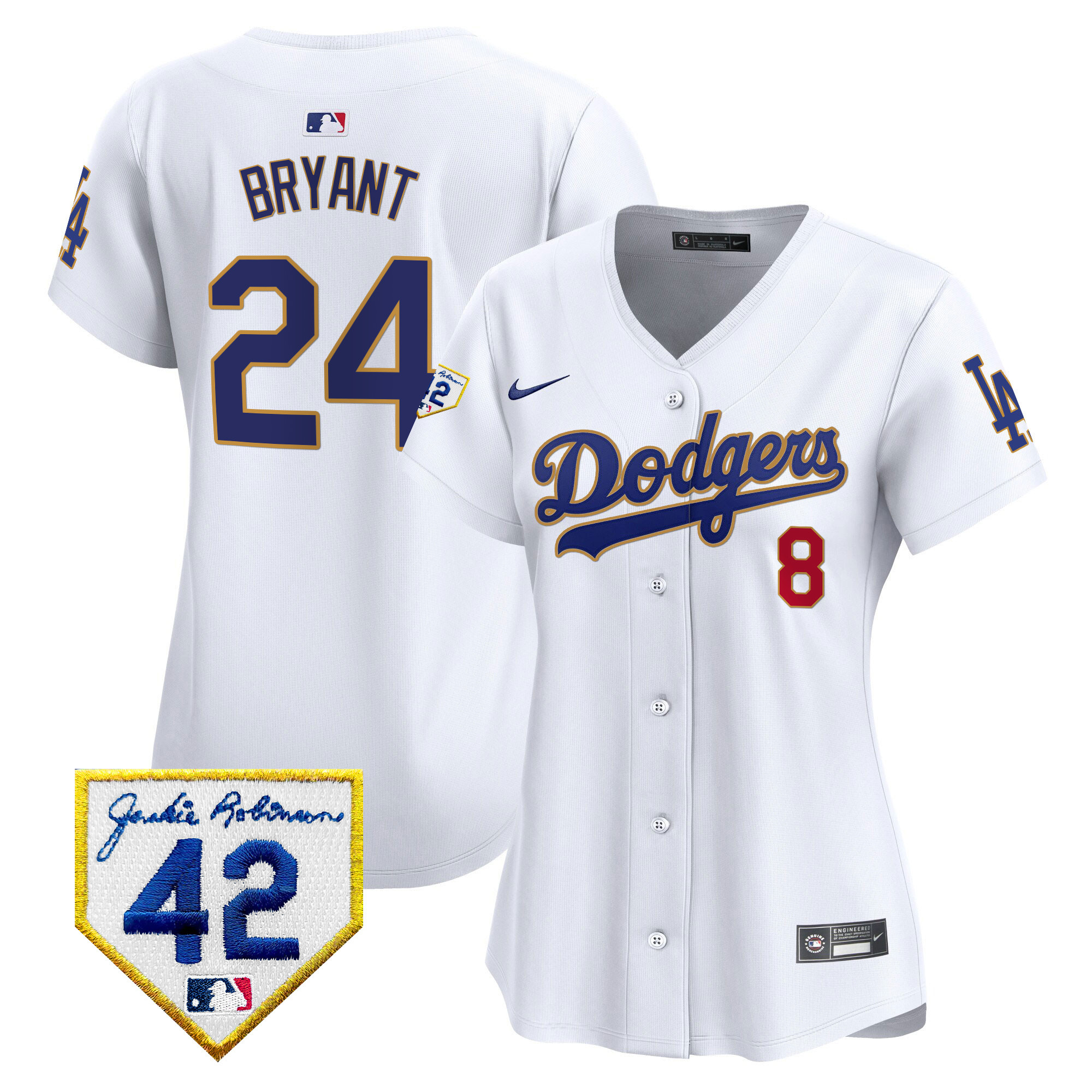 Women's Dodgers 2024 Jackie Robinson Patch Vapor Premier Limited Jersey - All Stitched