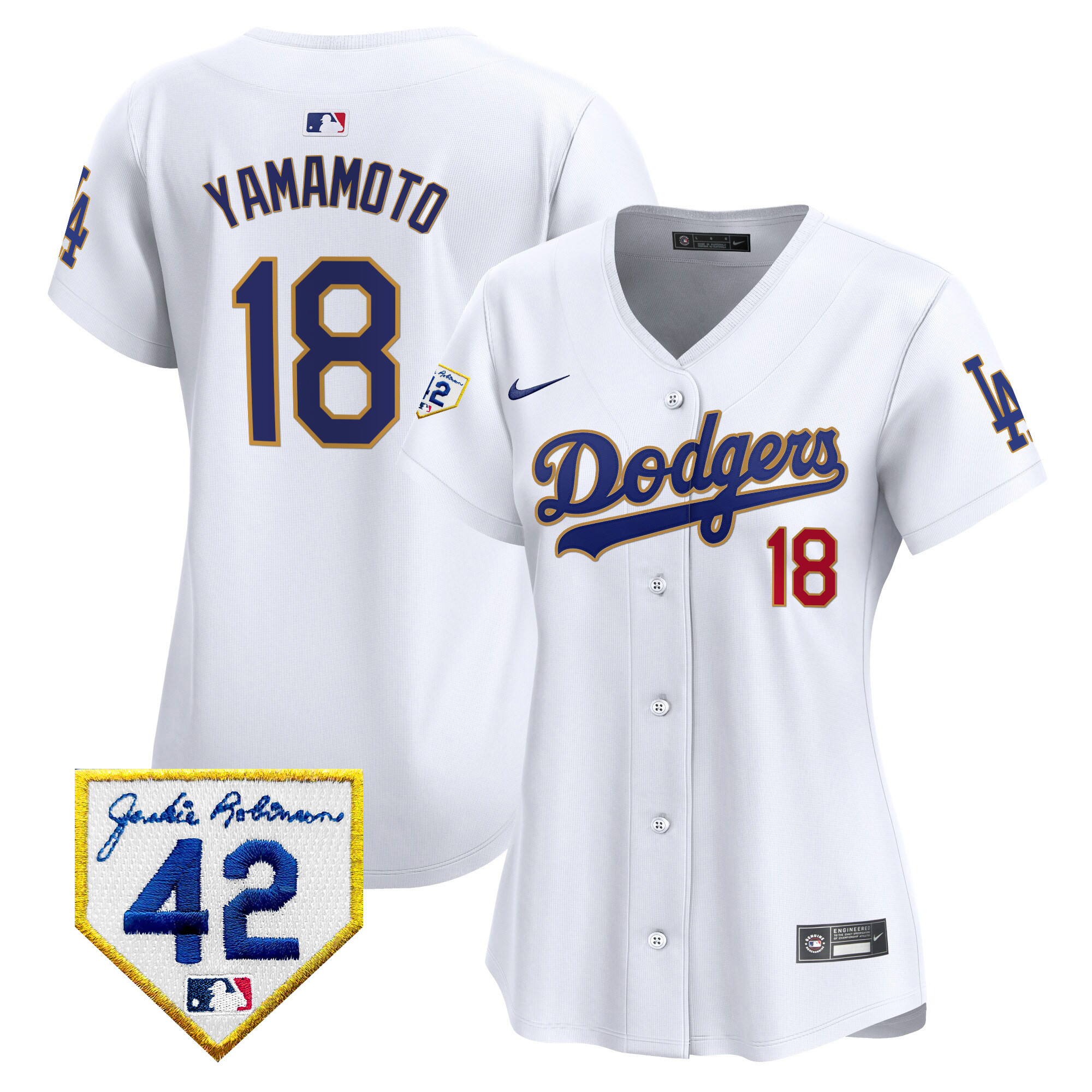 Women's Dodgers 2024 Jackie Robinson Patch Vapor Premier Limited Jersey - All Stitched